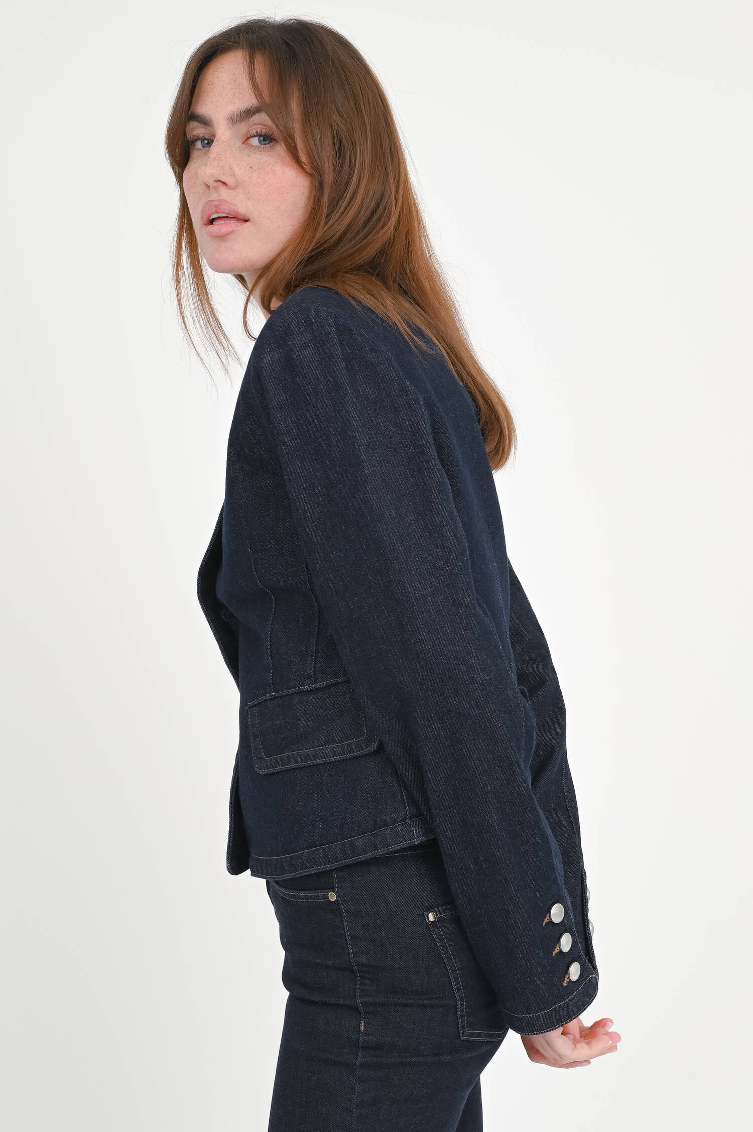 Jeansjacke mit Schulterpolster in Dark Blue