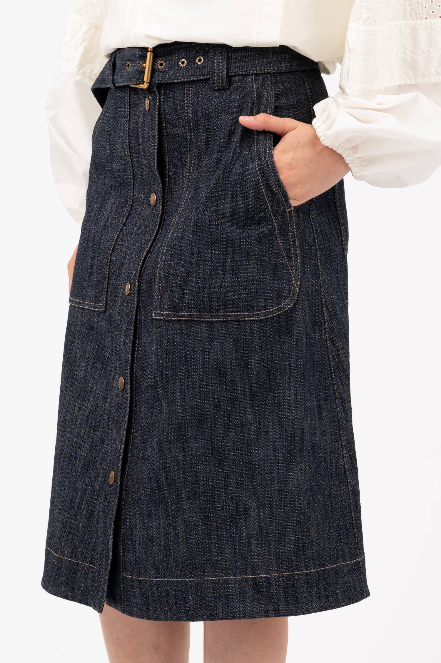 Denim Midi-Rock in Navyblue