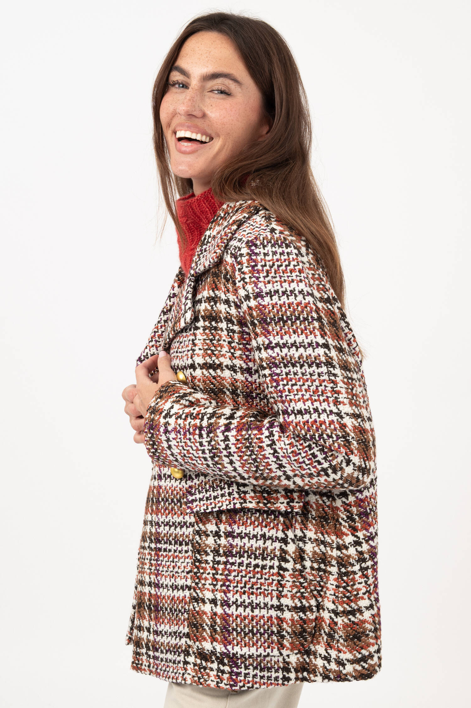 Tweed-Jacke in Rot/Braun/Weiß Tweed-Jacke in Rot/Braun/Weiß