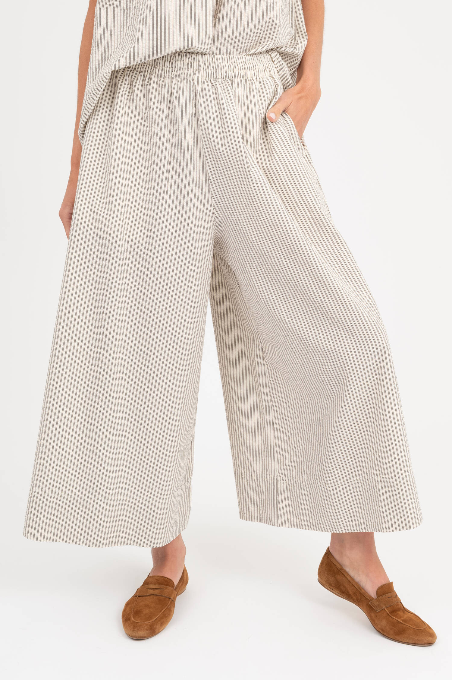 Extra weite Culotte Hose in Ecru/Khaki Extra weite Culotte Hose in Ecru/Khaki