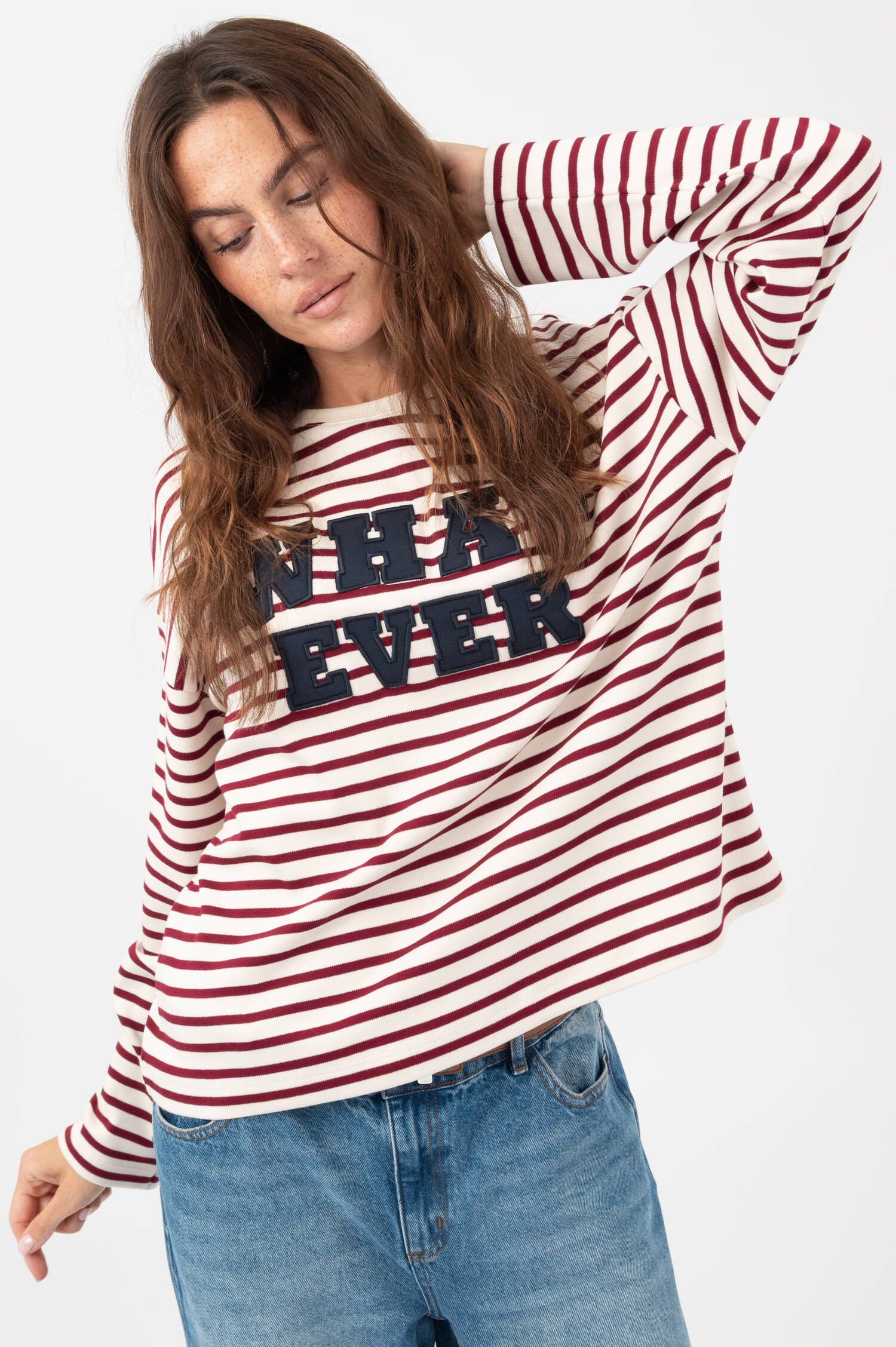 Ringel Shirt WHATEVER in Burgundy/Off-White