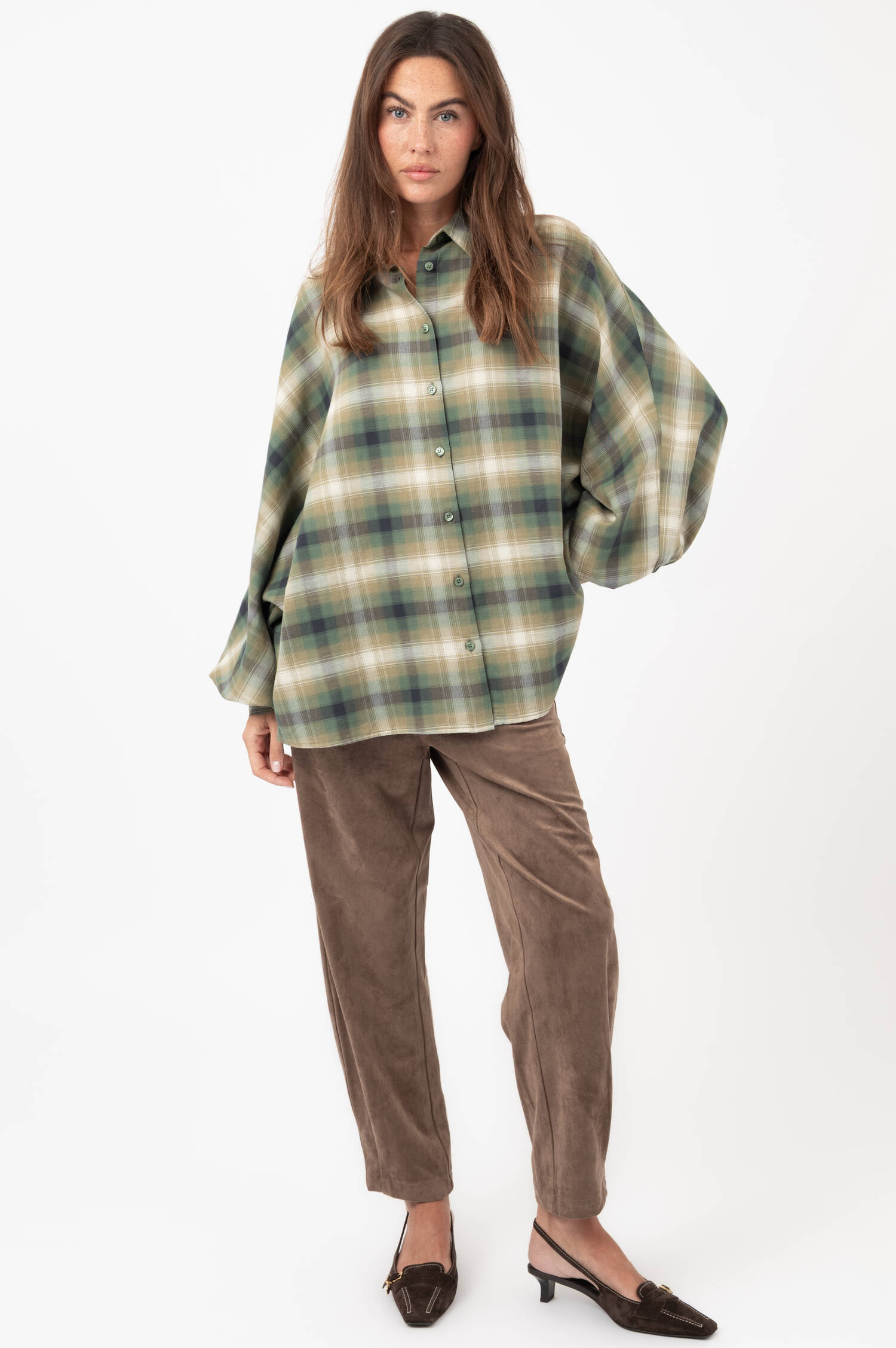 Karobluse mit Batwingarm in Grün Karobluse mit Batwingarm in Grün