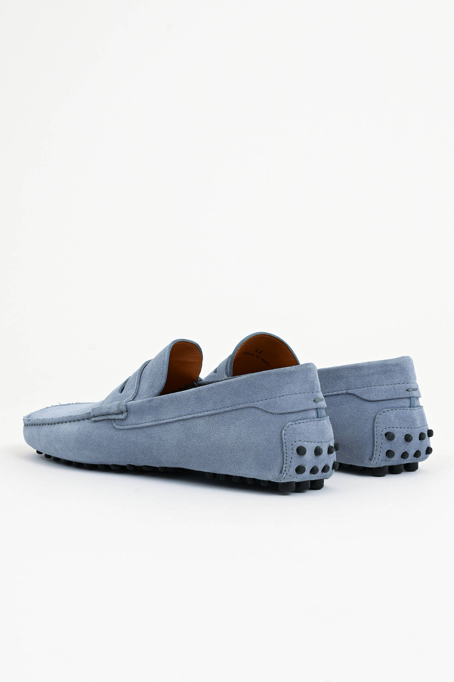 Mokassins aus Veloursleder in Taubenblau