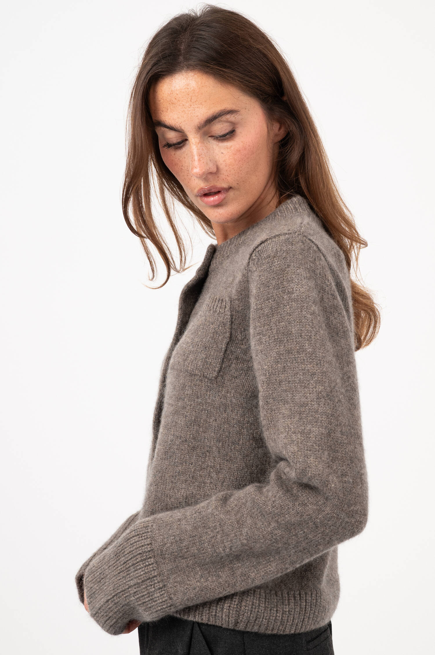 Woll-Cashmere-Cardigan LILLY in Graubraun Woll-Cashmere-Cardigan LILLY in Graubraun