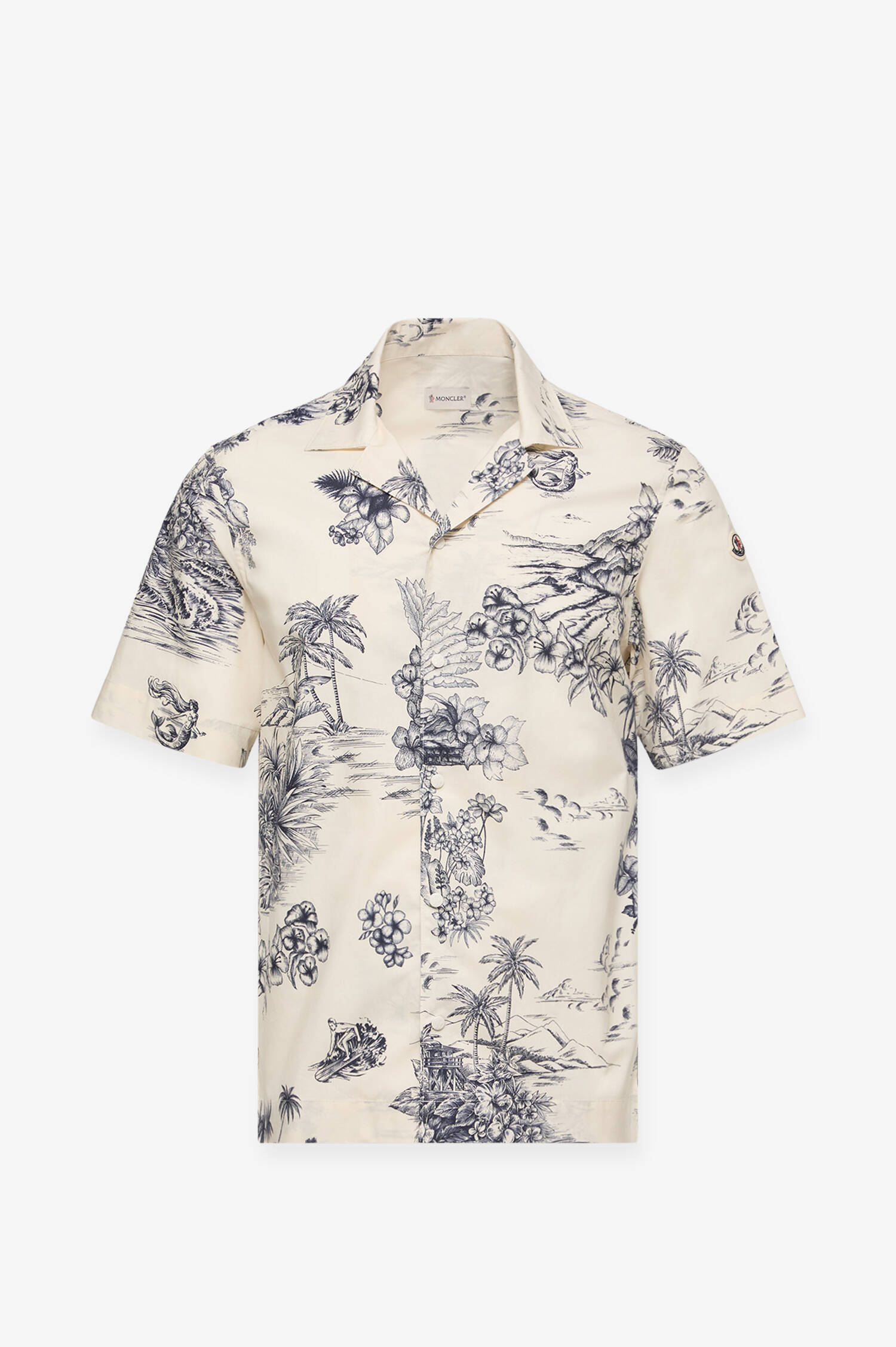 Kurzarm Hemd mit Allover Print in Creme