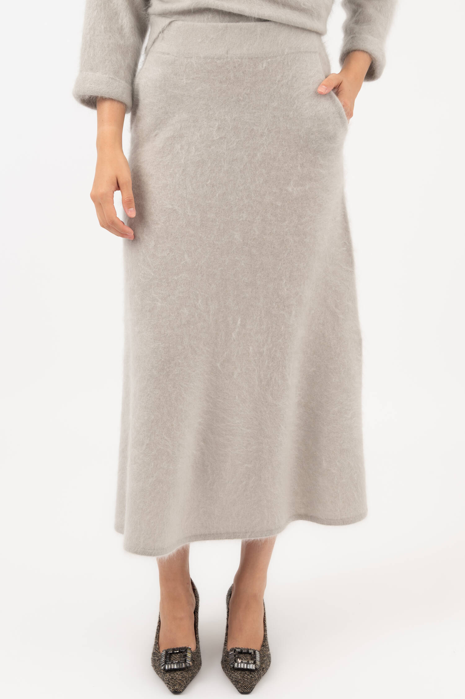 Cashmere Maxi-Rock in Grau Cashmere Maxi-Rock in Grau