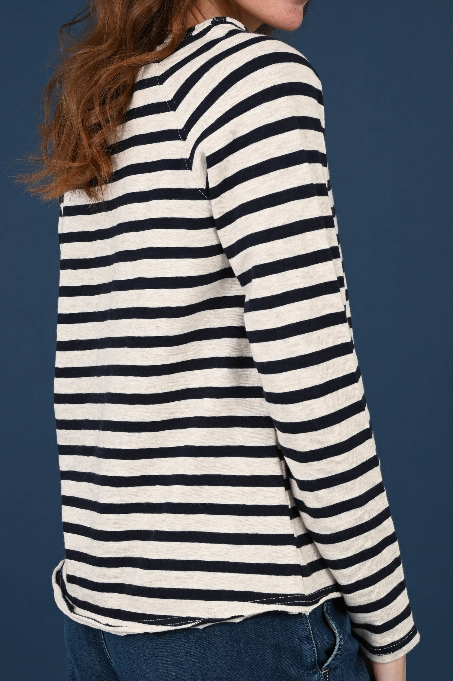 Langarm Raglan Ringel T-Shirt in Light Beige/Navy Langarm Raglan Ringel T-Shirt in Light Beige/Navy