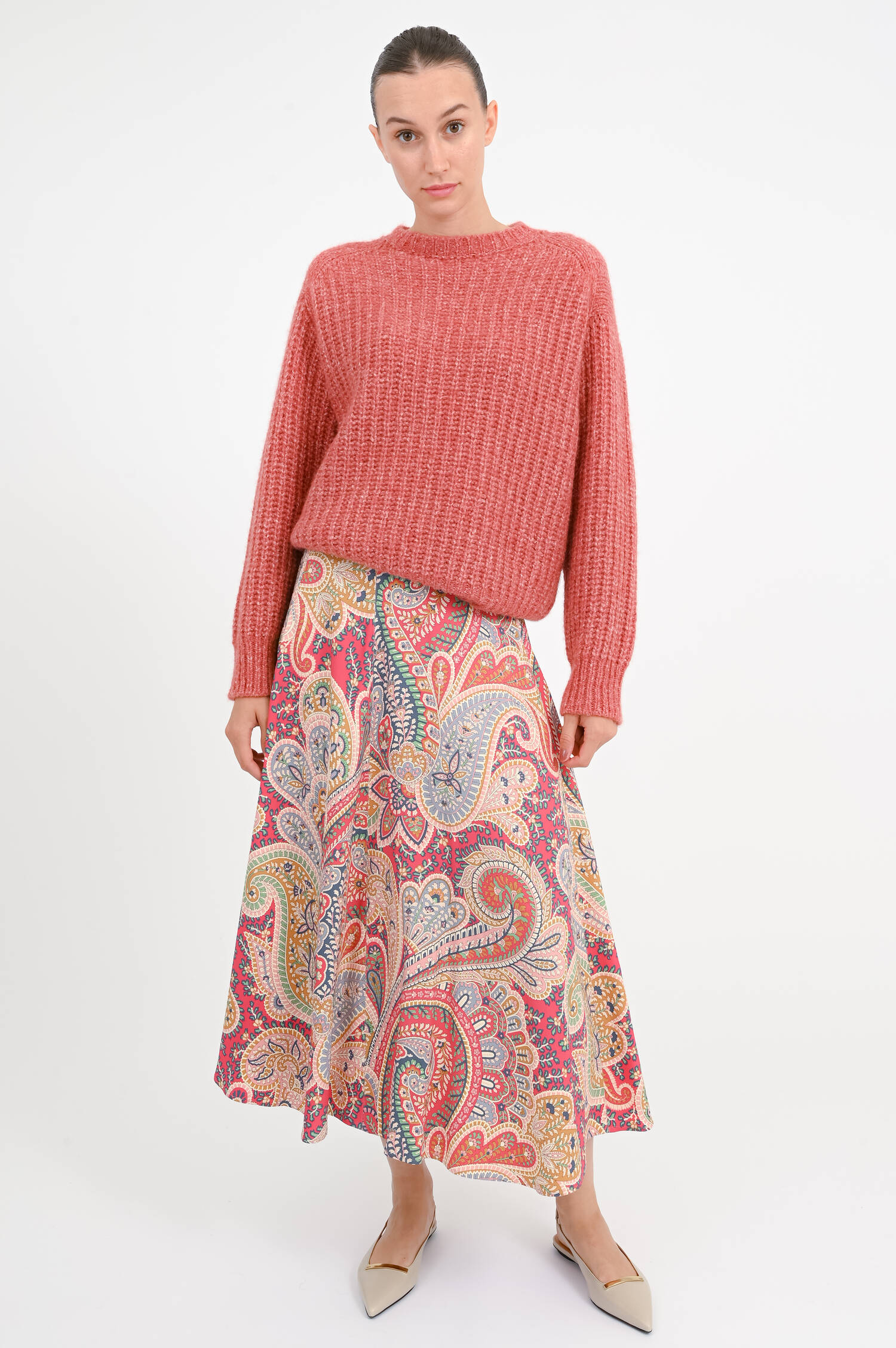 Strickpullover aus Grobstrick in Rost meliert