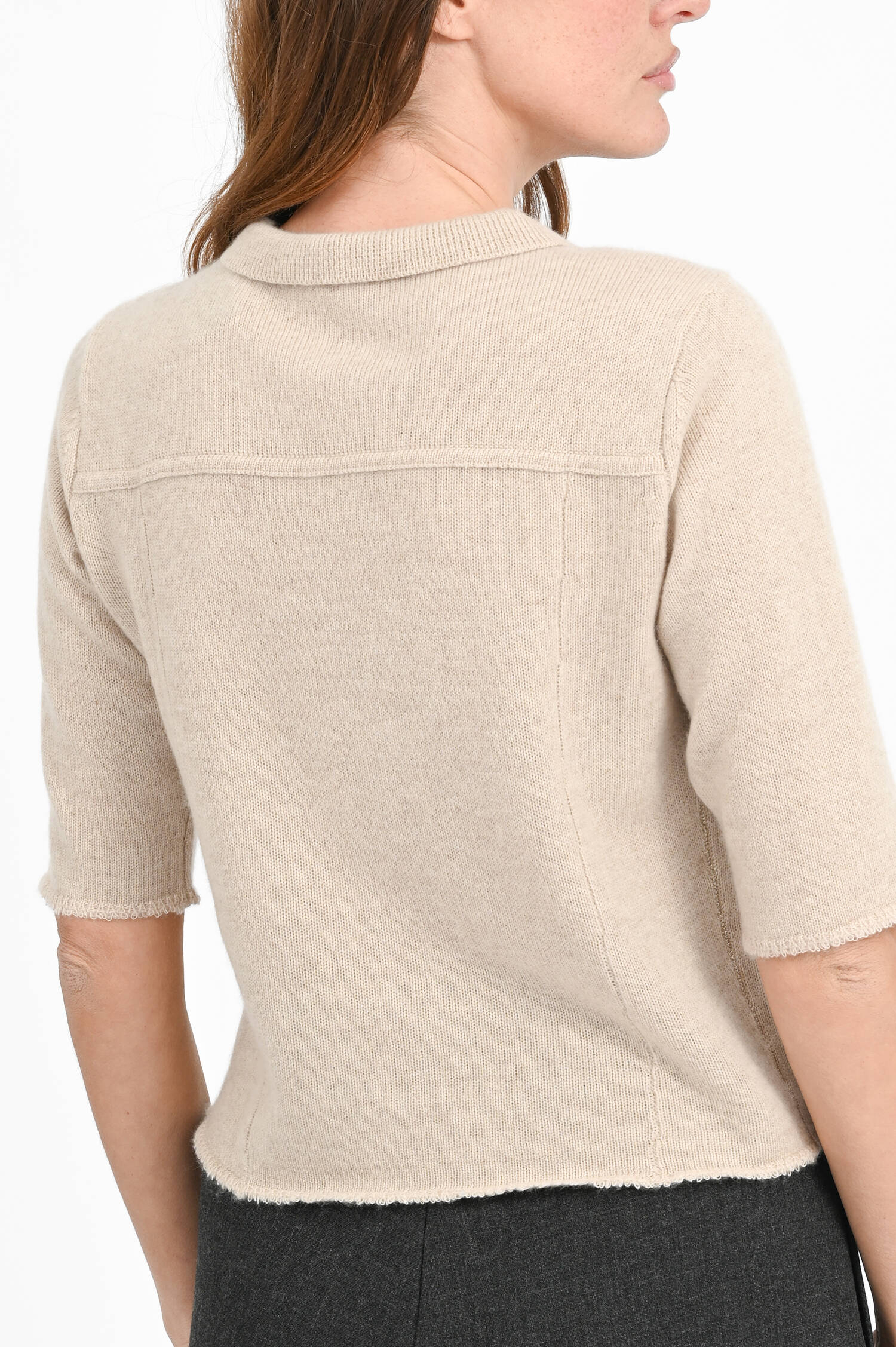 Kurzarm Cardigan aus Cashmere-Mix in Sand Kurzarm Cardigan aus Cashmere-Mix in Sand