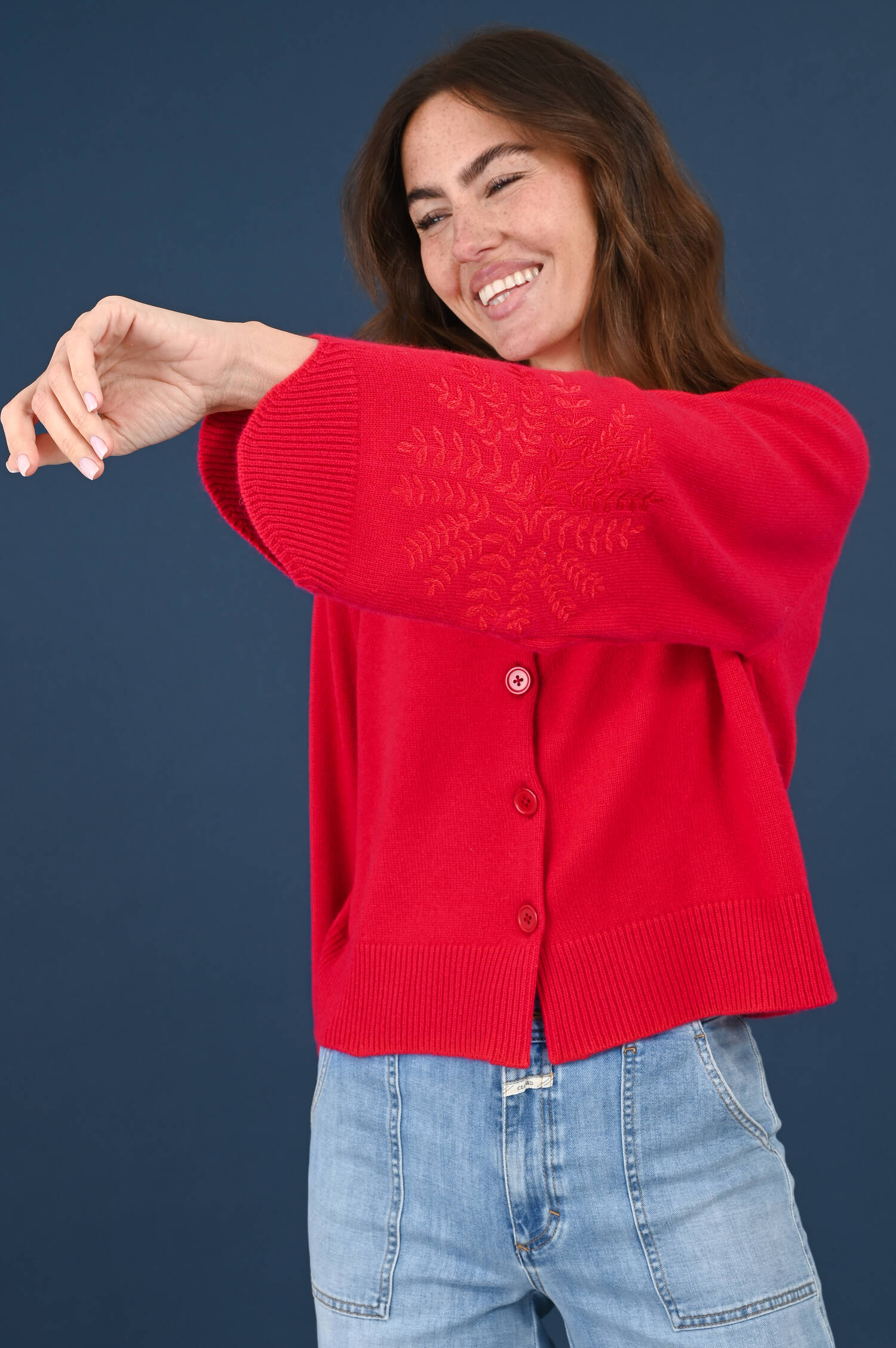 Cashmere Strickweste LOULOU in Rot Cashmere Strickweste LOULOU in Rot