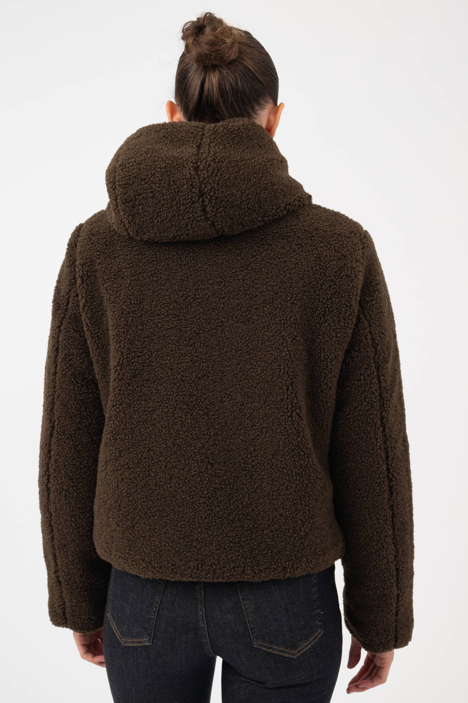Teddy-Jacke  mit Kapuze in Braun