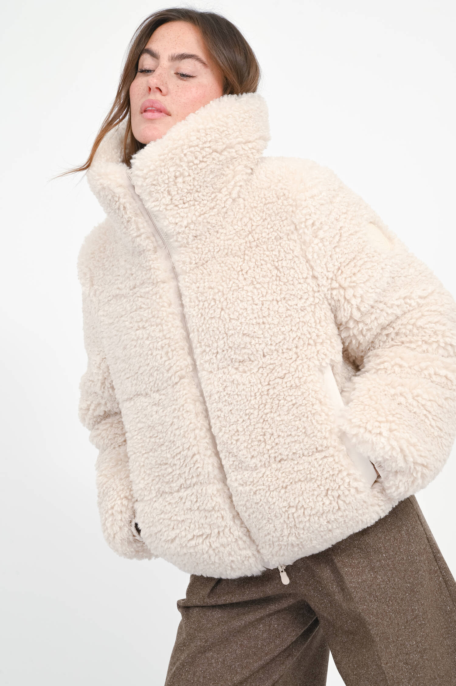 Teddy-Jacke KENNIE mit Stehkragen in Beige
