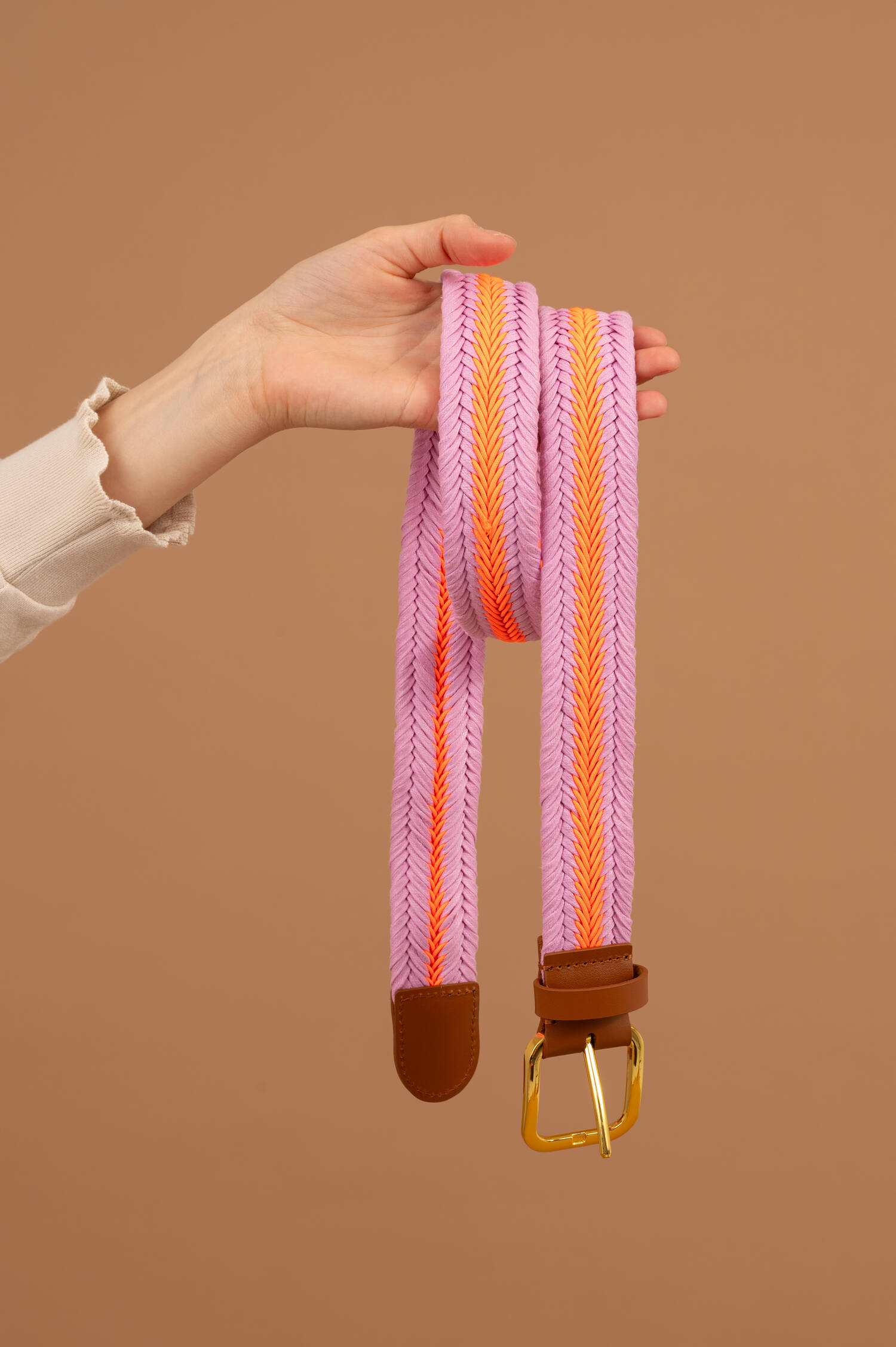 Flechtgürtel JINTONIC in Rosa/Orange