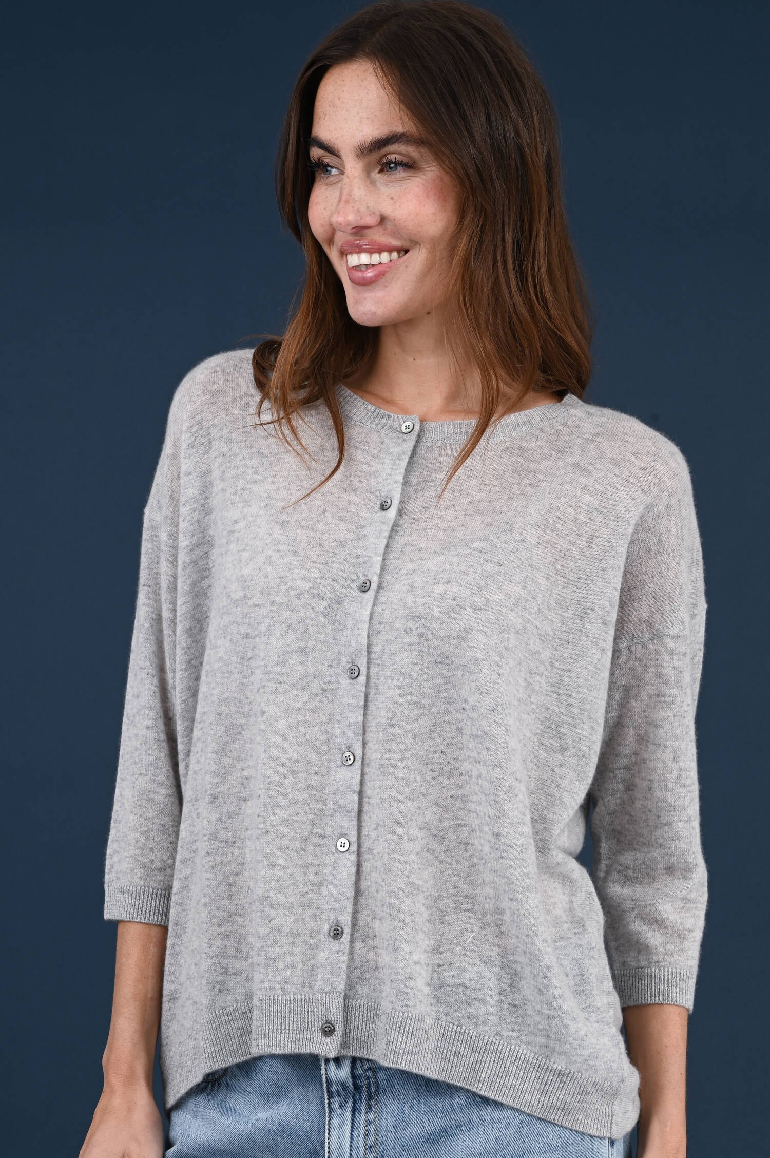 Cashmere Strickweste in Grau