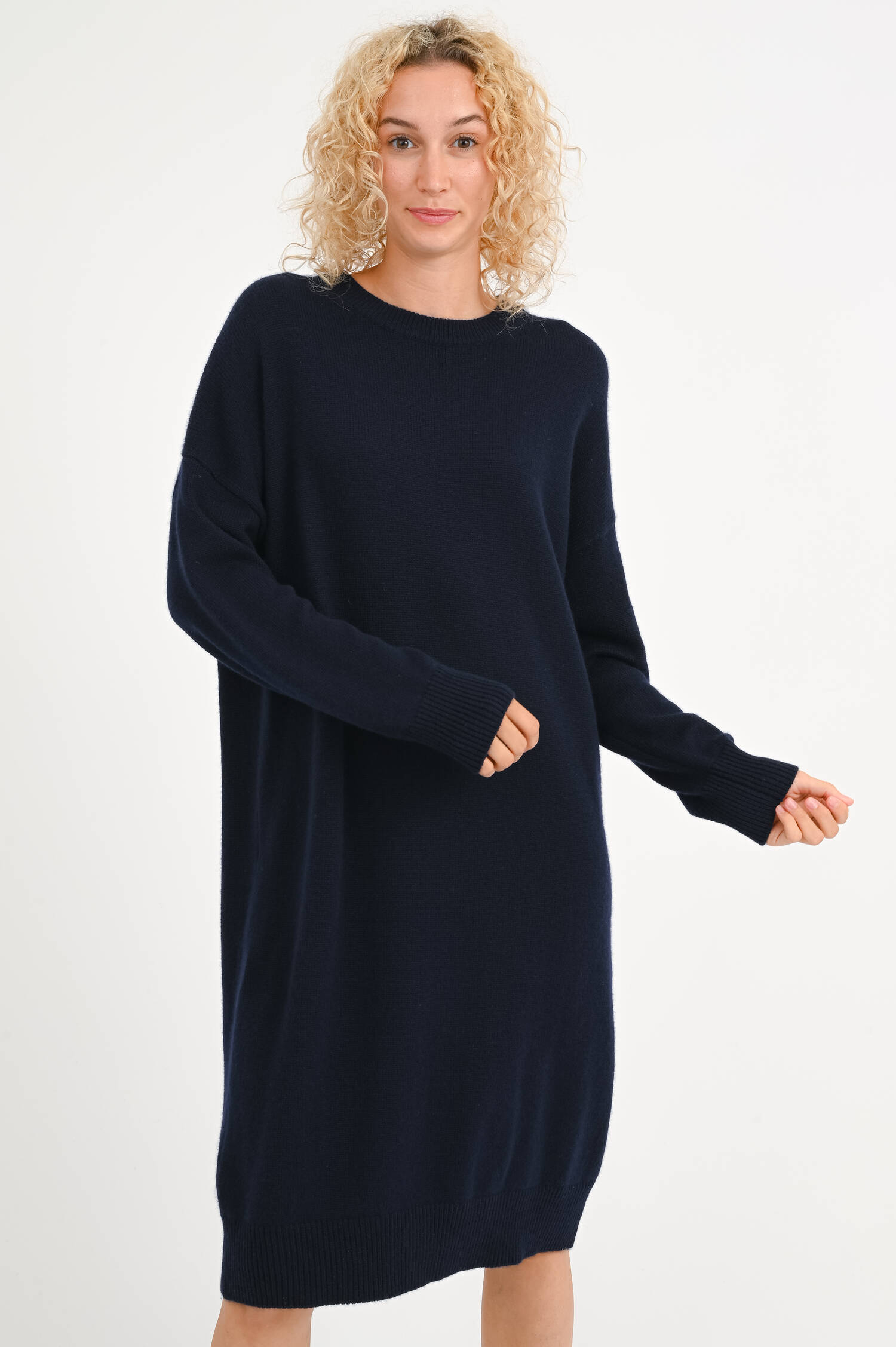 Cashmere-Strickkleid in Navy