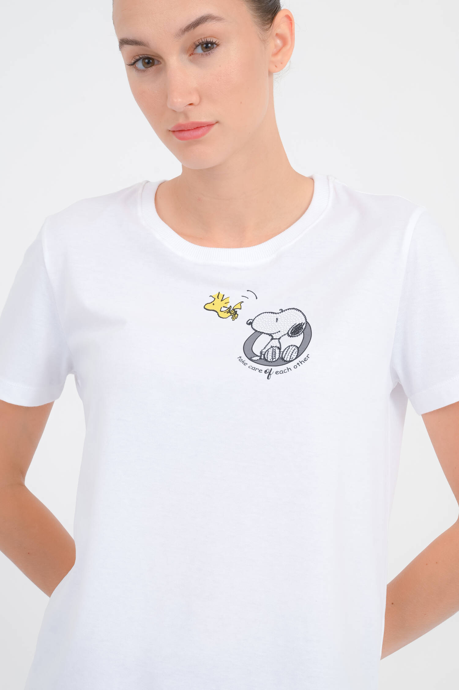 T-Shirt SNOOPY TAKE CARE in Weiß