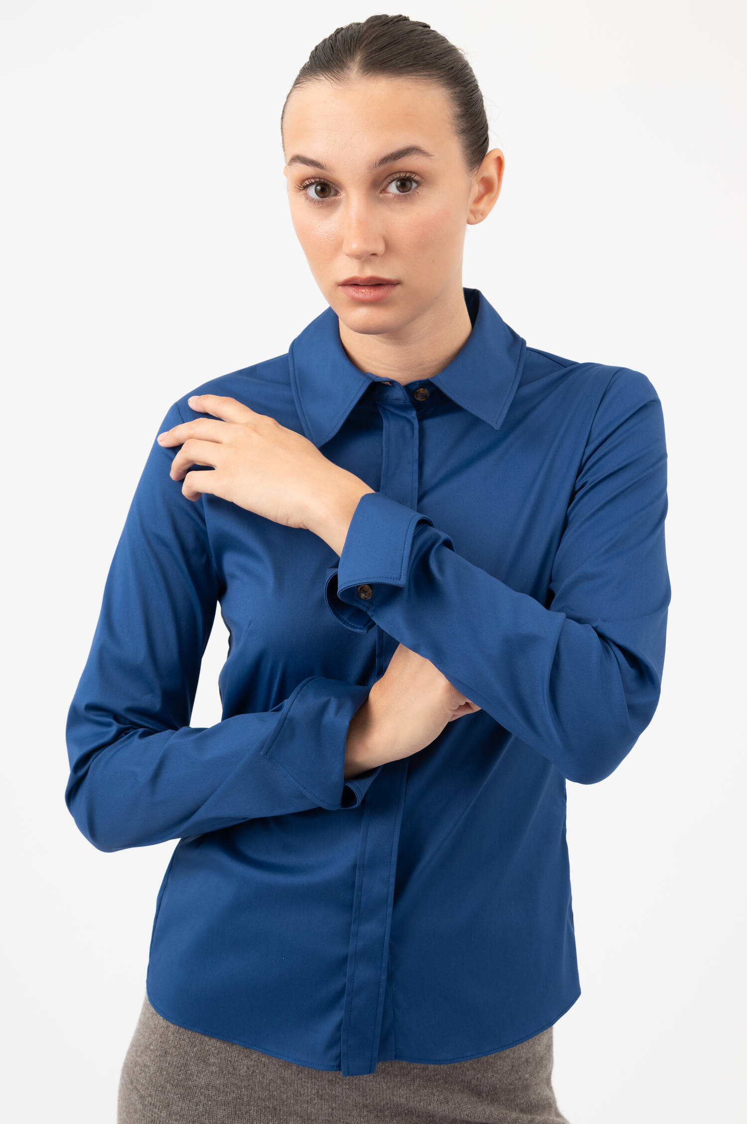 Popelin-Bluse in Dunkelblau Popelin-Bluse in Dunkelblau