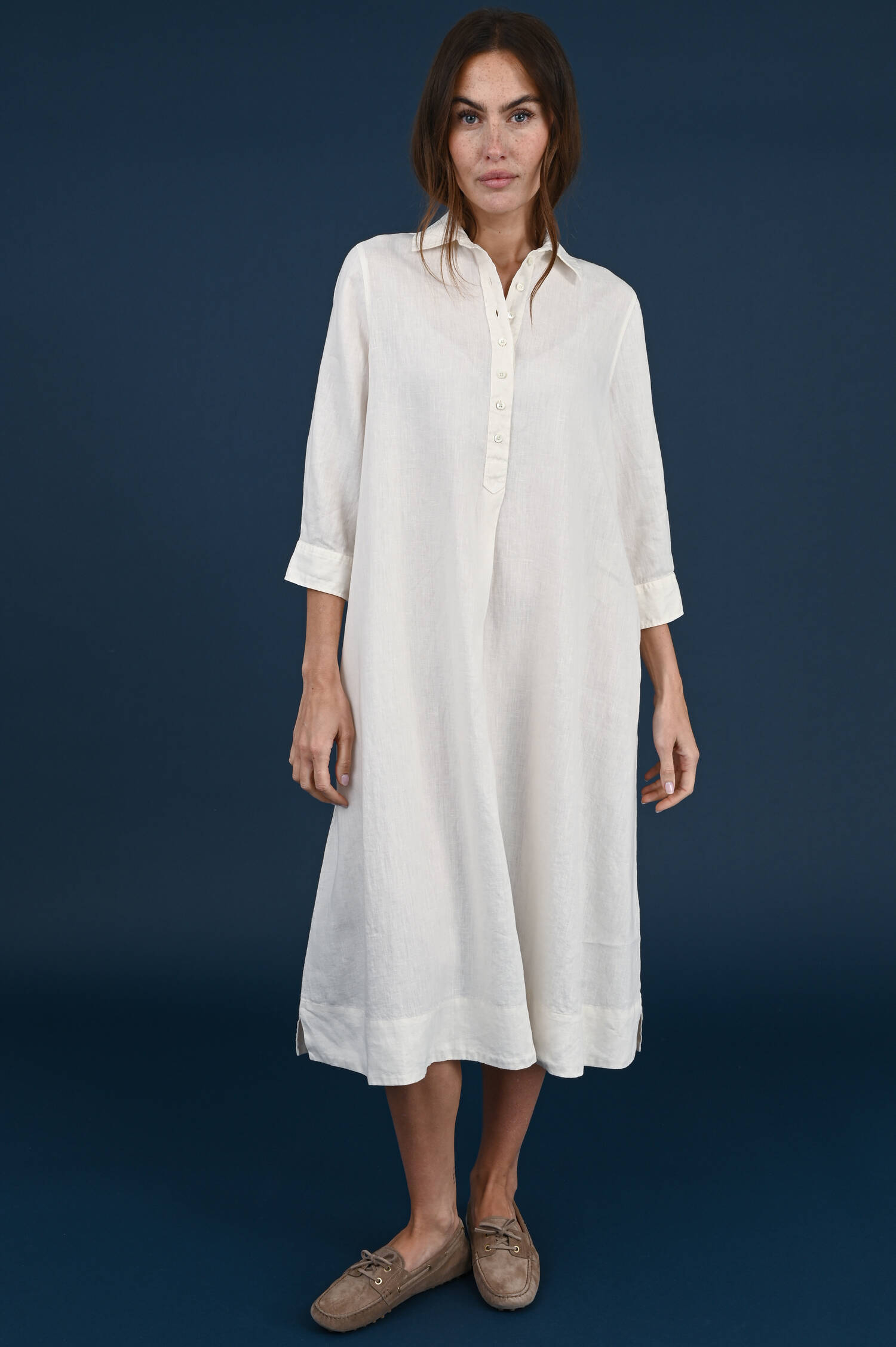 Leinenkleid in Ivorybeige