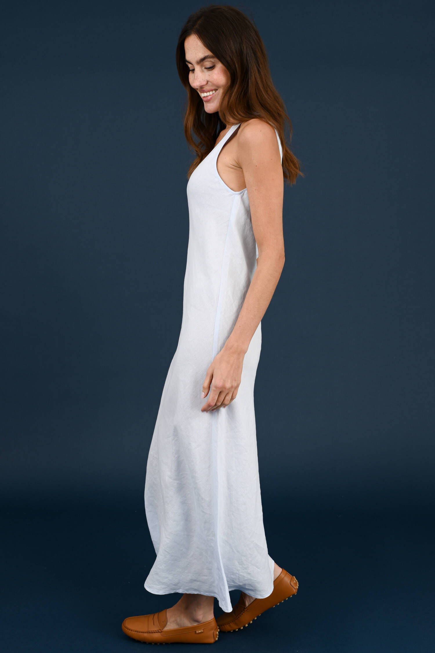 Leinenschlupfkleid in Skyblau