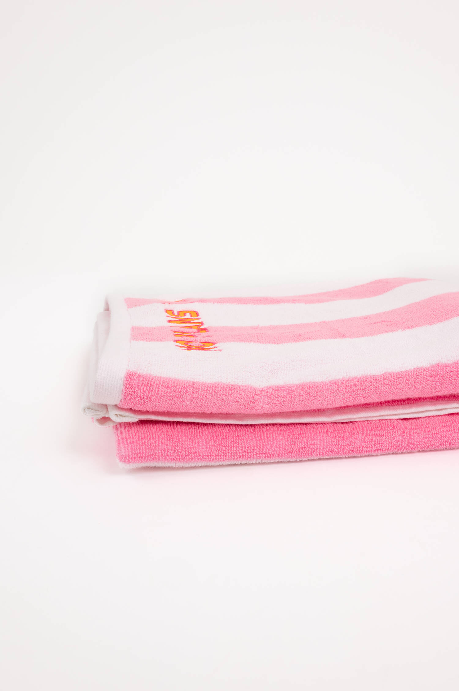 Frottee Strandtuch in Rosa/Weiß gestreift