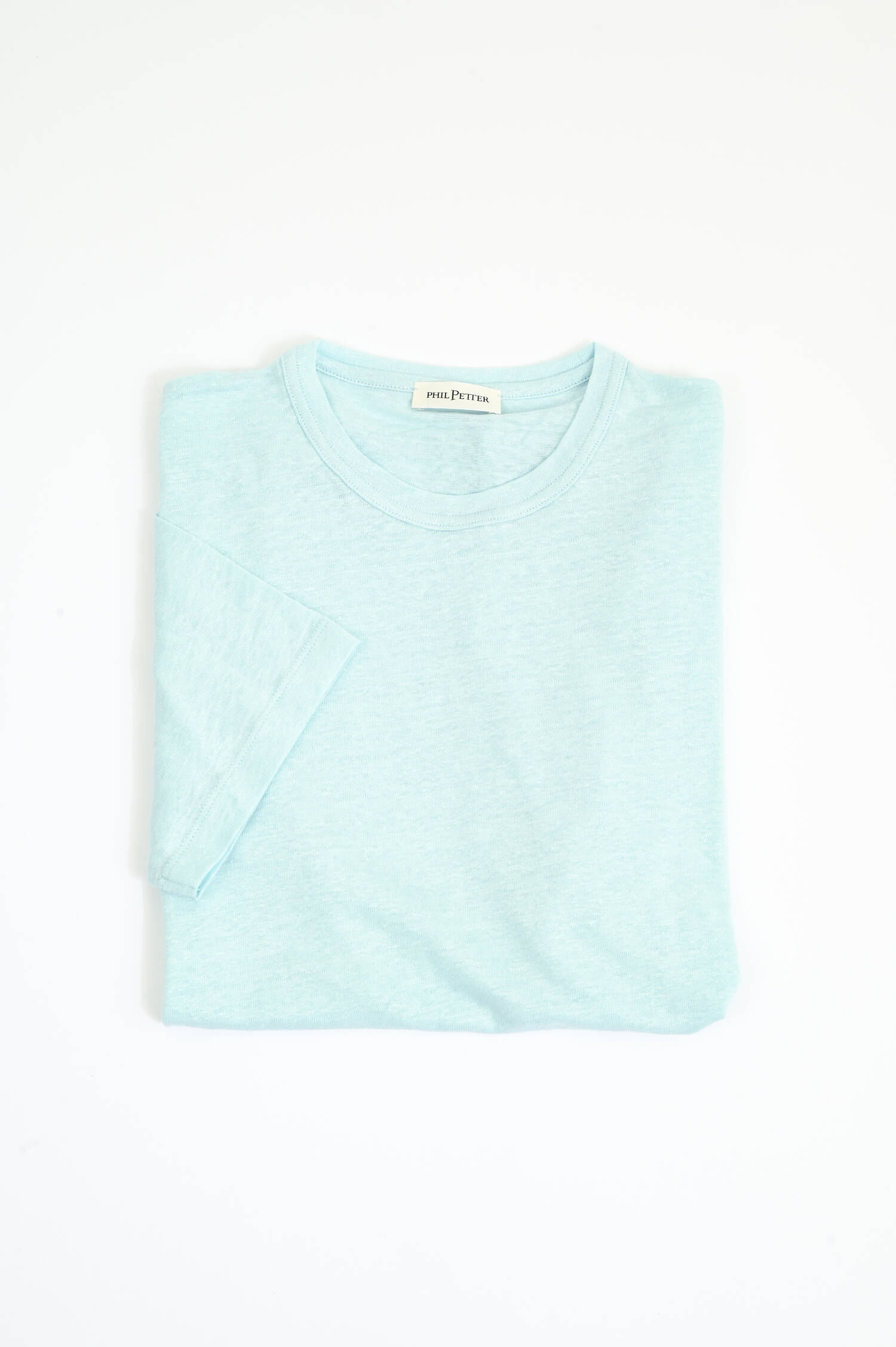 Kurzarm-Shirt aus Leinen in Türkis