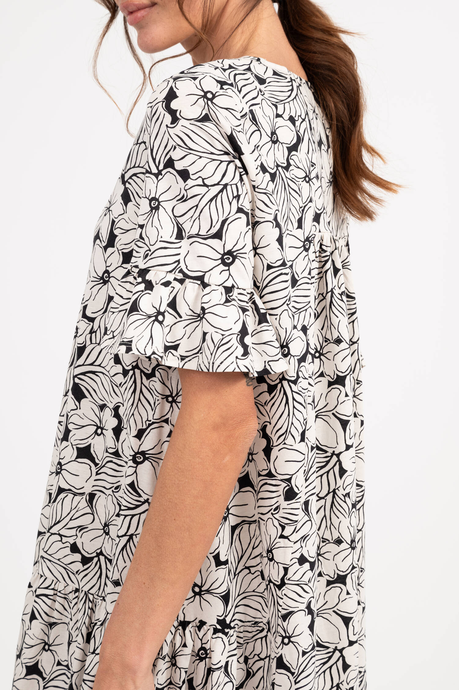 Jersey Kleid FUOCO in Weiß/Schwarz