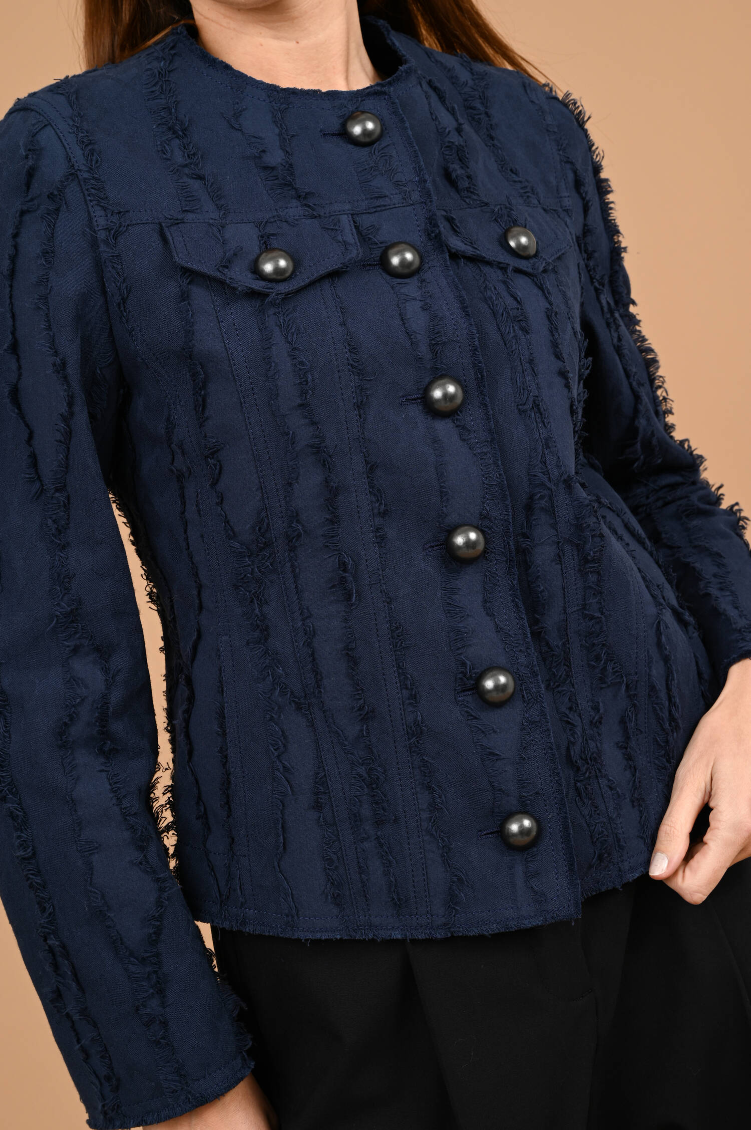 Fransenjacke in Dunkelblau