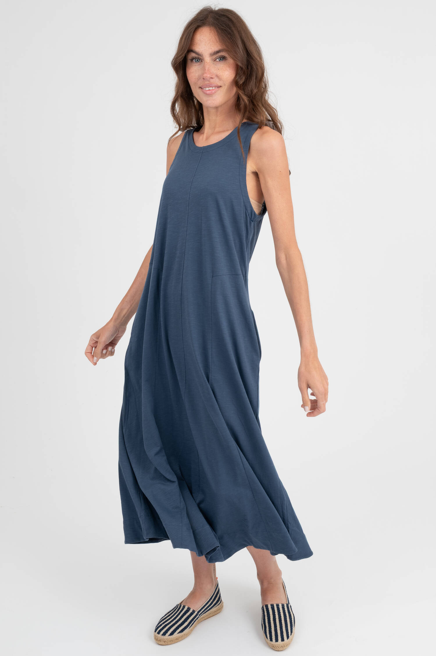 Midi Kleid in Blau meliert