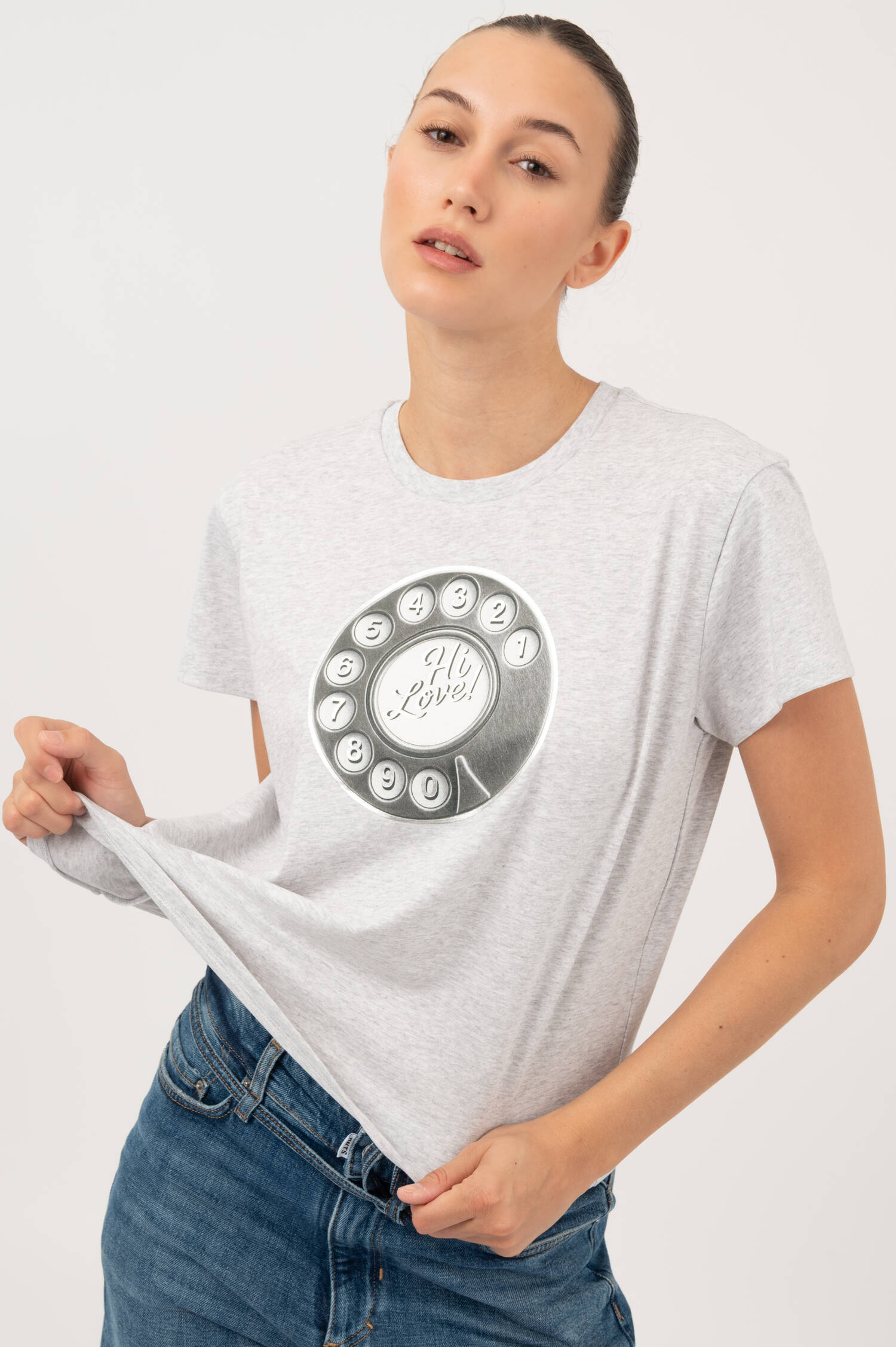 T-Shirt PHONE DIAL in Grau meliert T-Shirt PHONE DIAL in Grau meliert