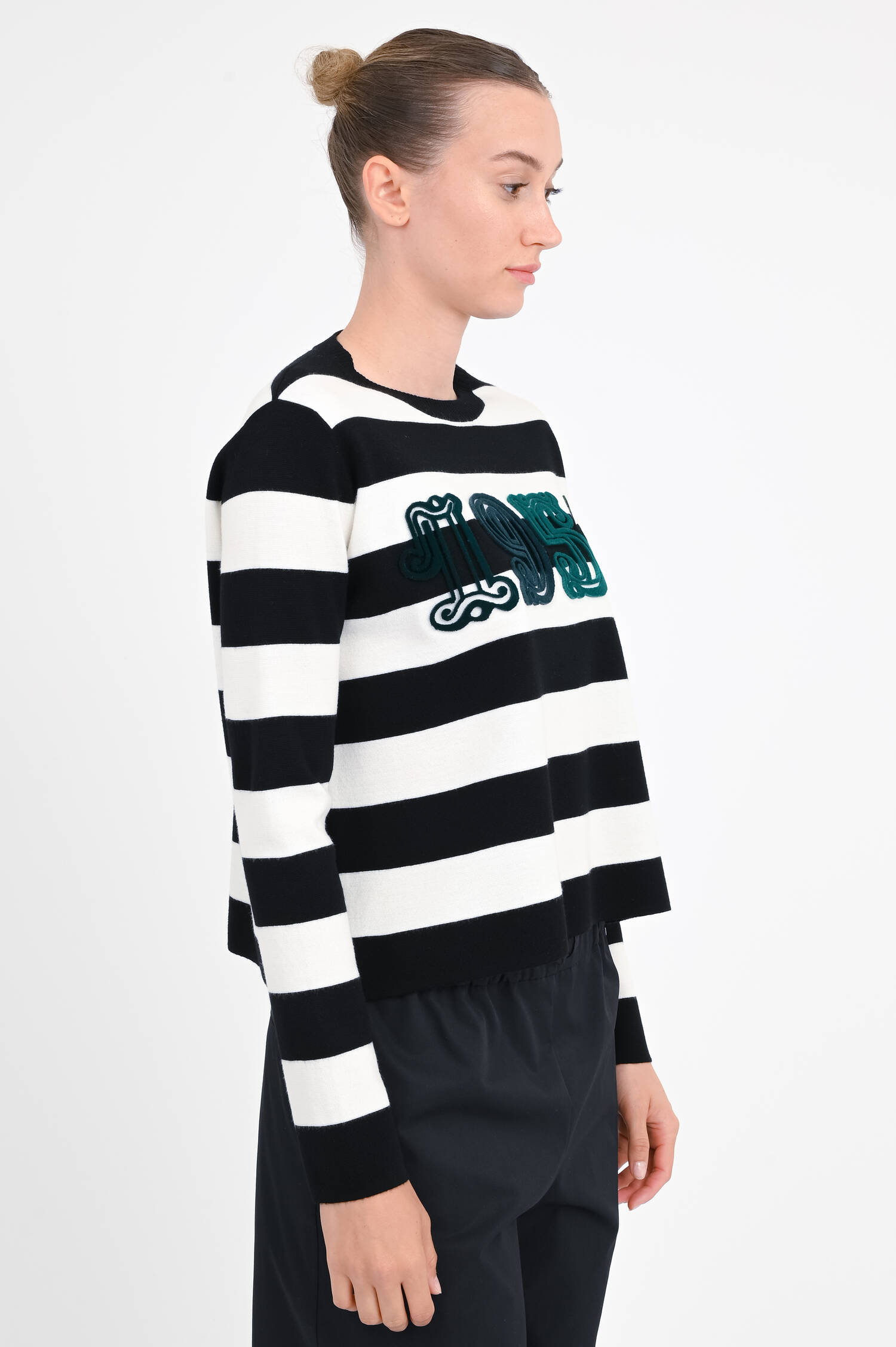 Gestreifter Pullover VITERBO in Schwarz/Weiß/Grün