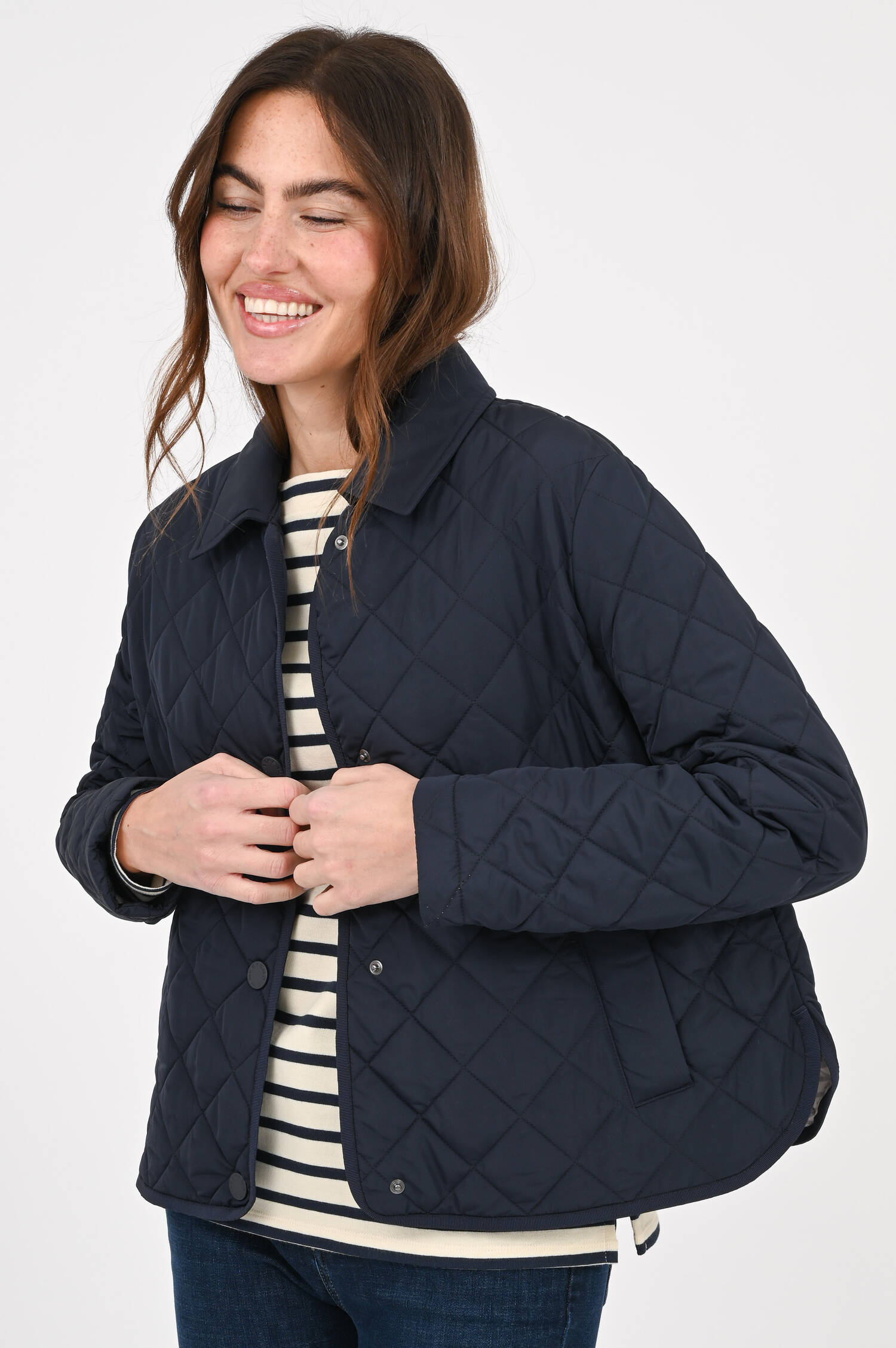 Steppjacke mit klassischem Kragen in Navy