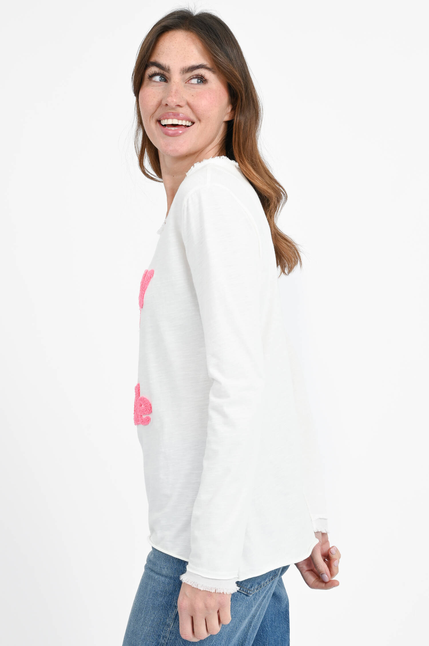 Langarmshirt EVERY DAY IS A SMILE in Ecru