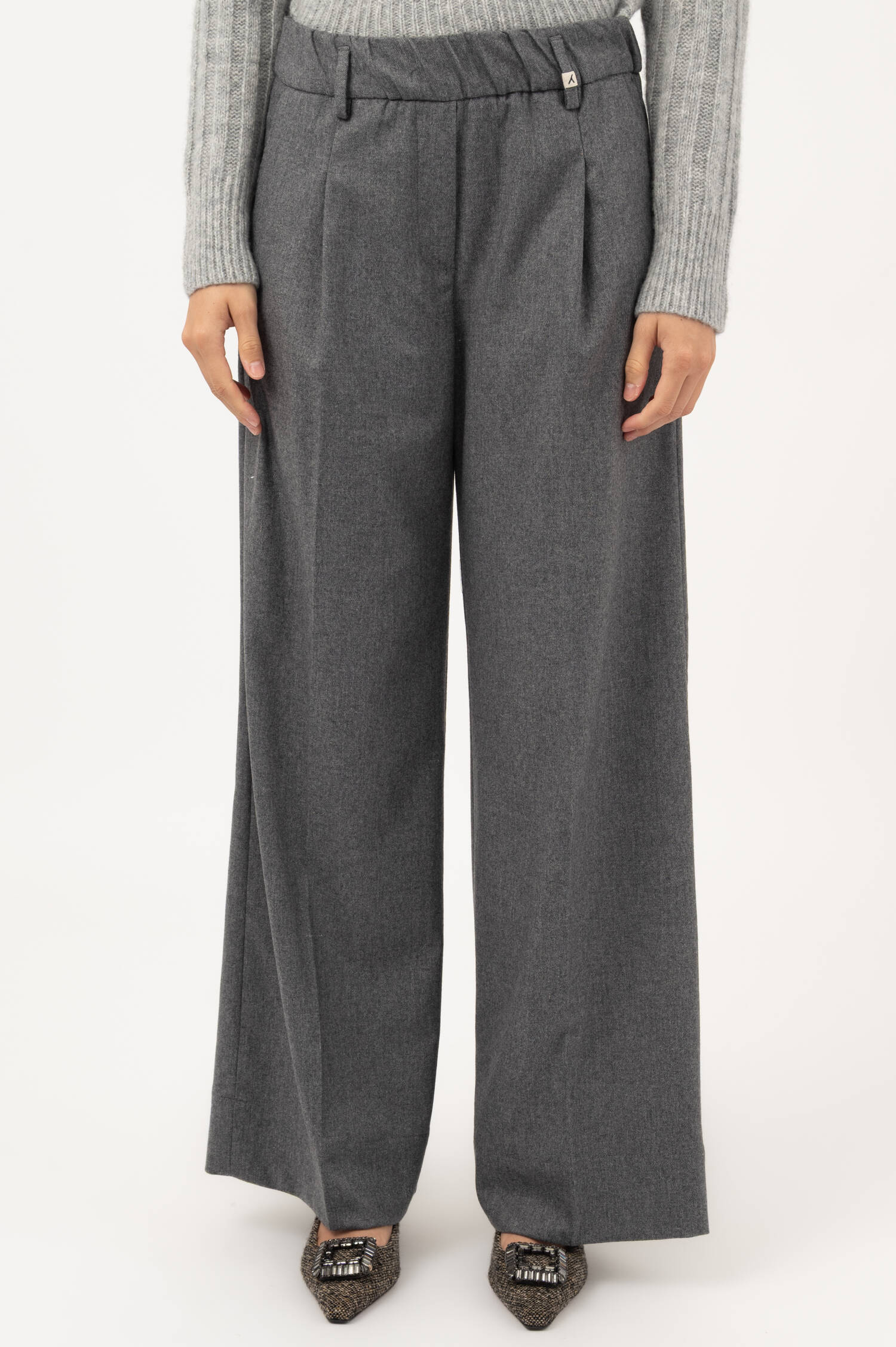 Weite Woll-Mix Hose in Grau meliert Weite Woll-Mix Hose in Grau meliert