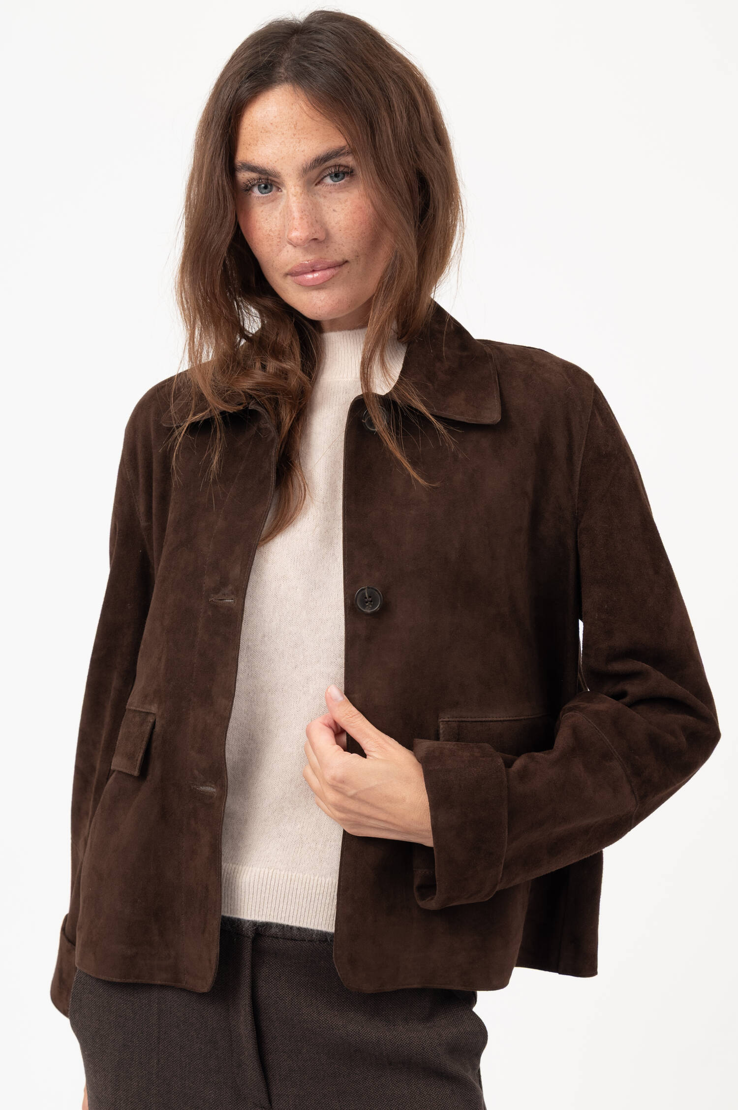 Velourslederjacke ELLA in Braun Velourslederjacke ELLA in Braun