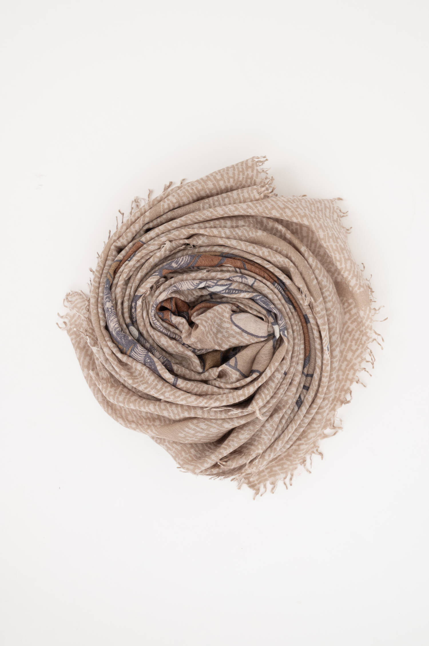 Cashmere-Mix-Schal mit Elefanten-Print in Beige Cashmere-Mix-Schal mit Elefanten-Print in Beige