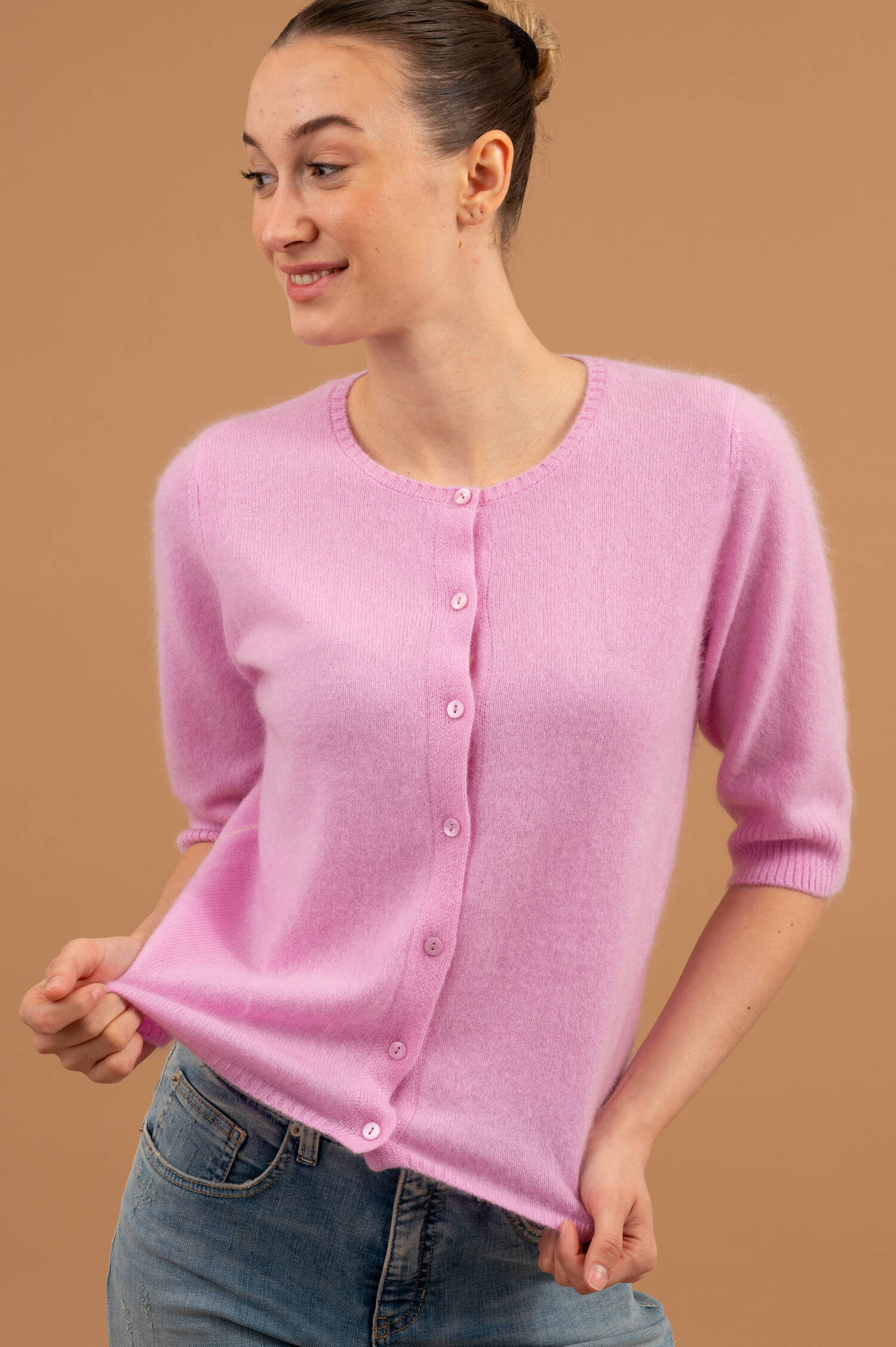 Cashmere Strickweste in Bloomrosa