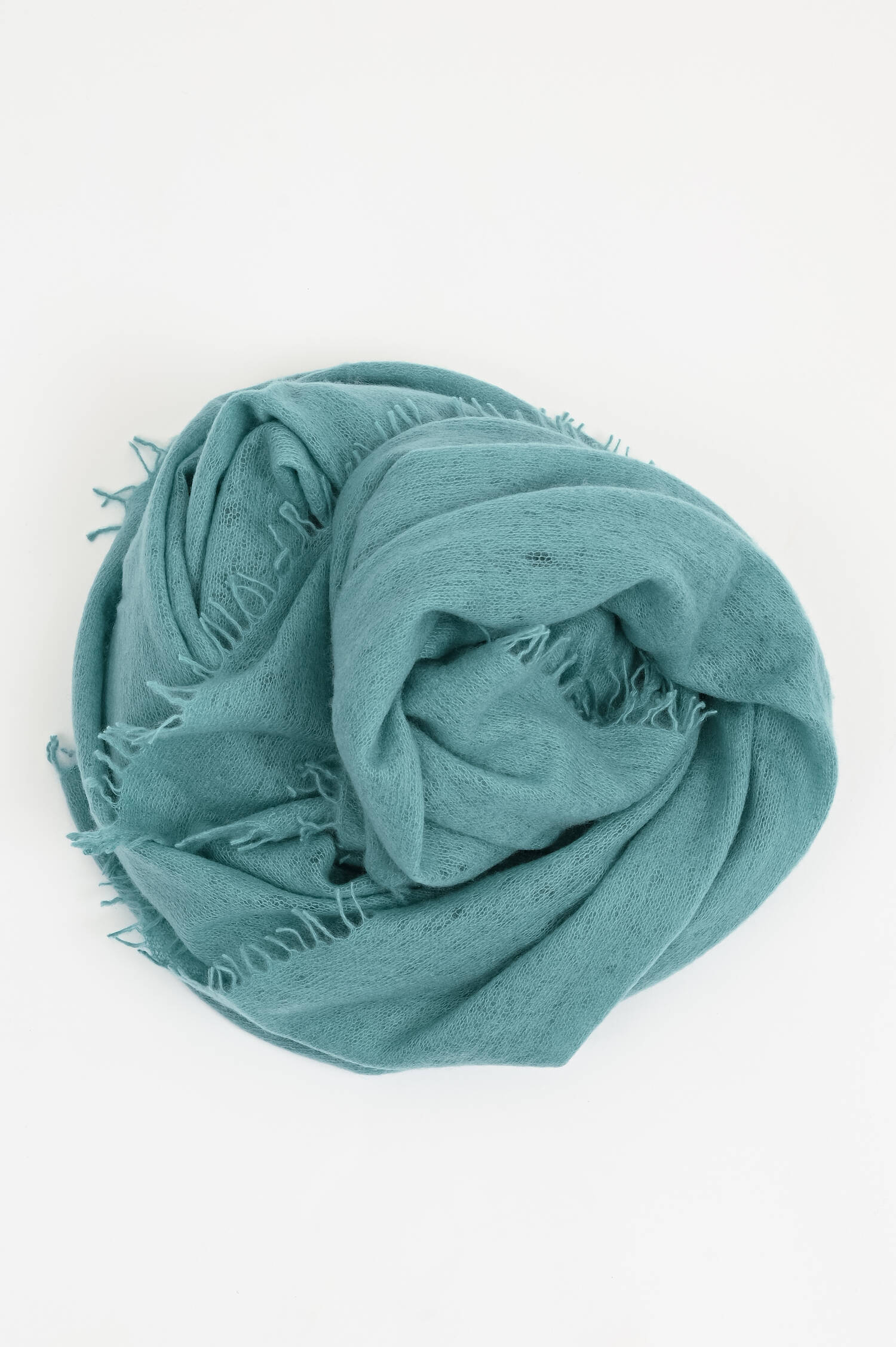 Schal mit Fransenkante aus Cashmere in Türkis Schal mit Fransenkante aus Cashmere in Türkis