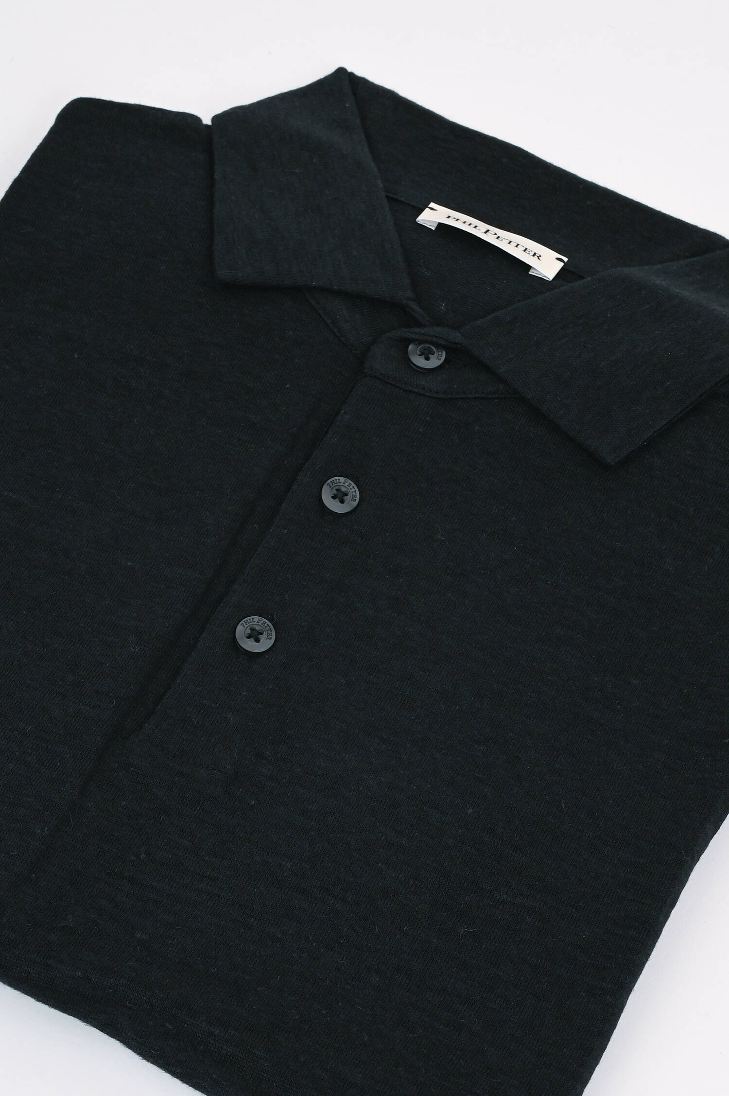 Polo-Shirt aus Leinen in Schwarz