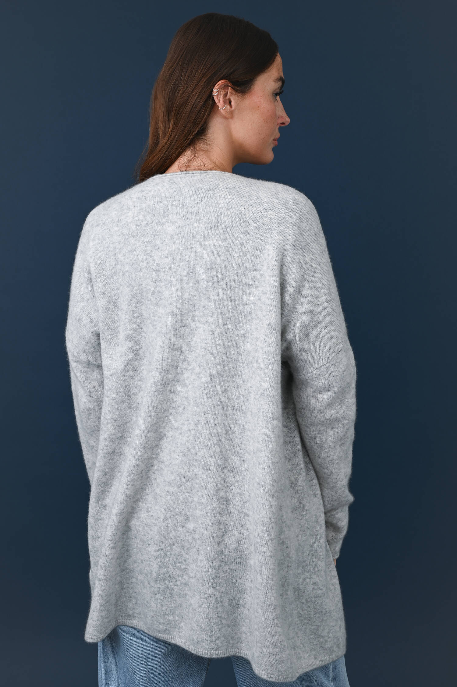 Cardigan aus Cashmeremix in Aluminiumgrau