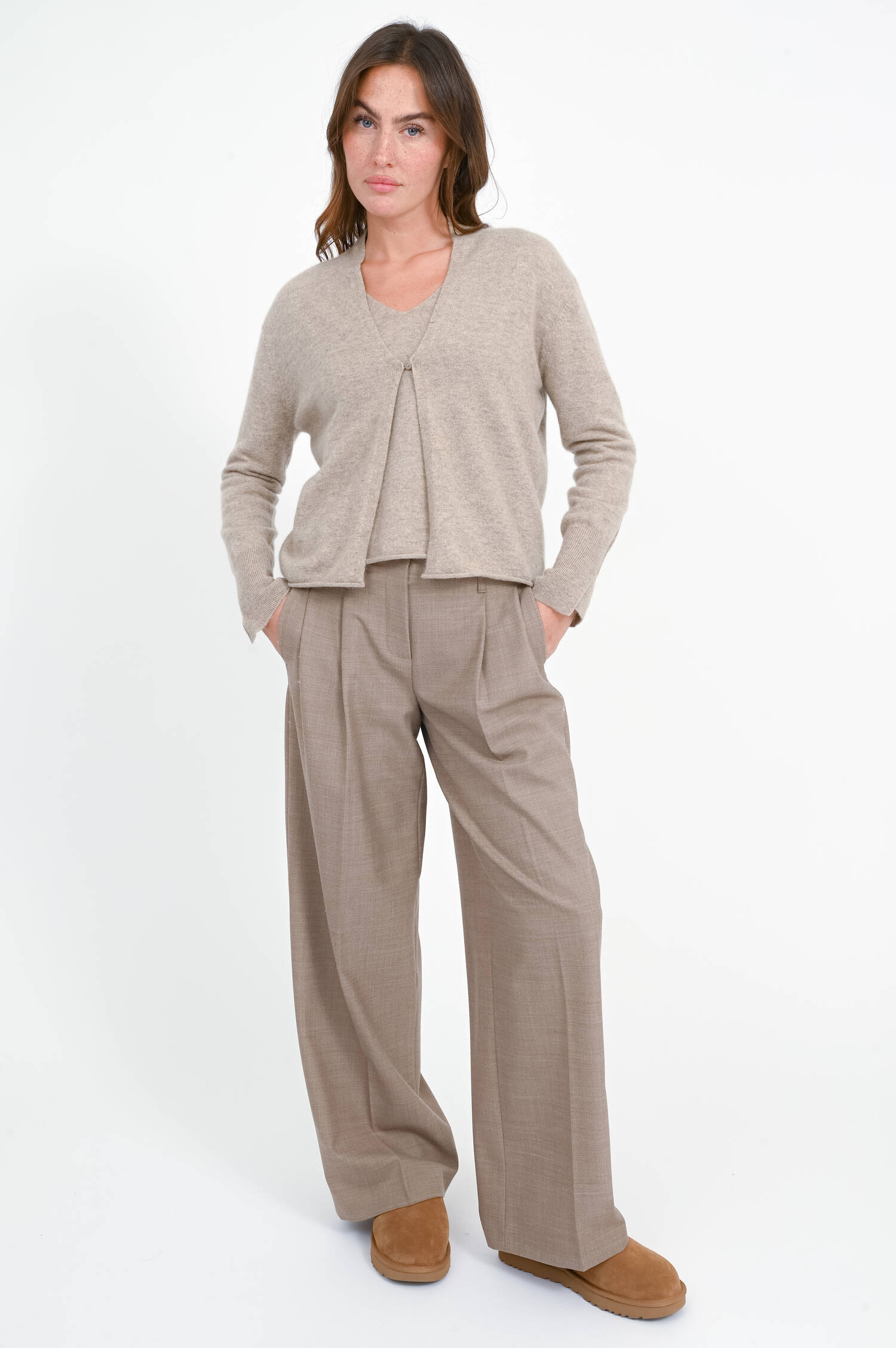 Cashmere-Strickjacke in Grayscale