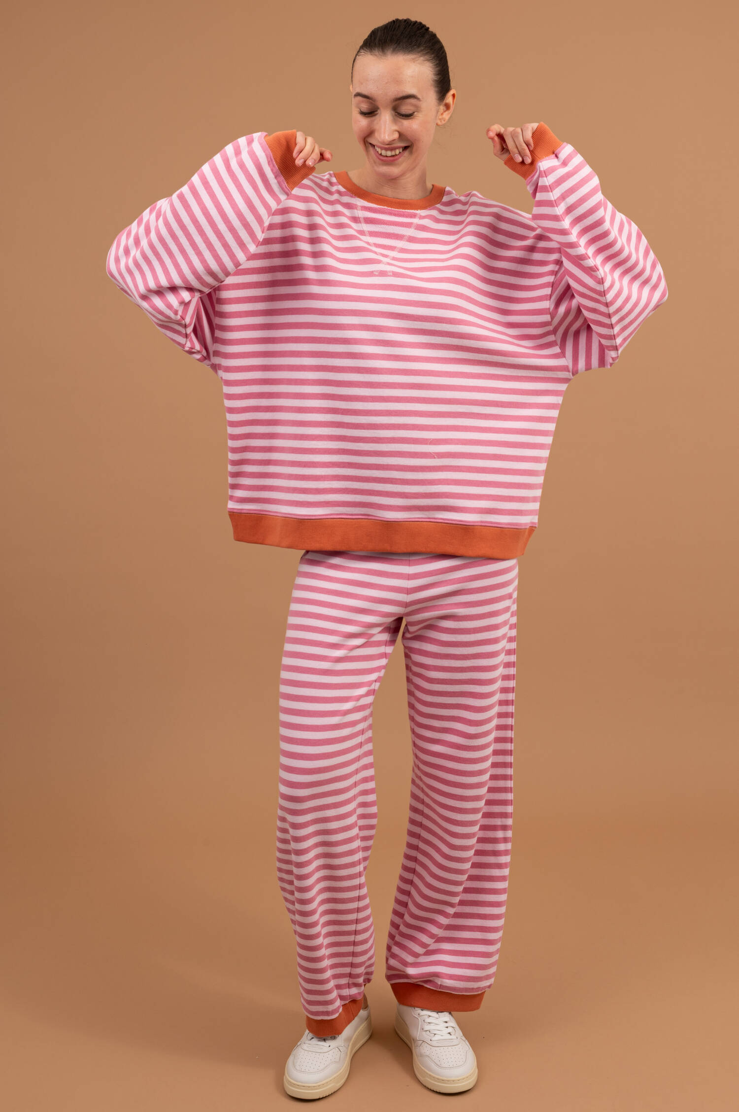 Gestreifter Sweater CHESAPEAKE in Rosa/Hibiskus