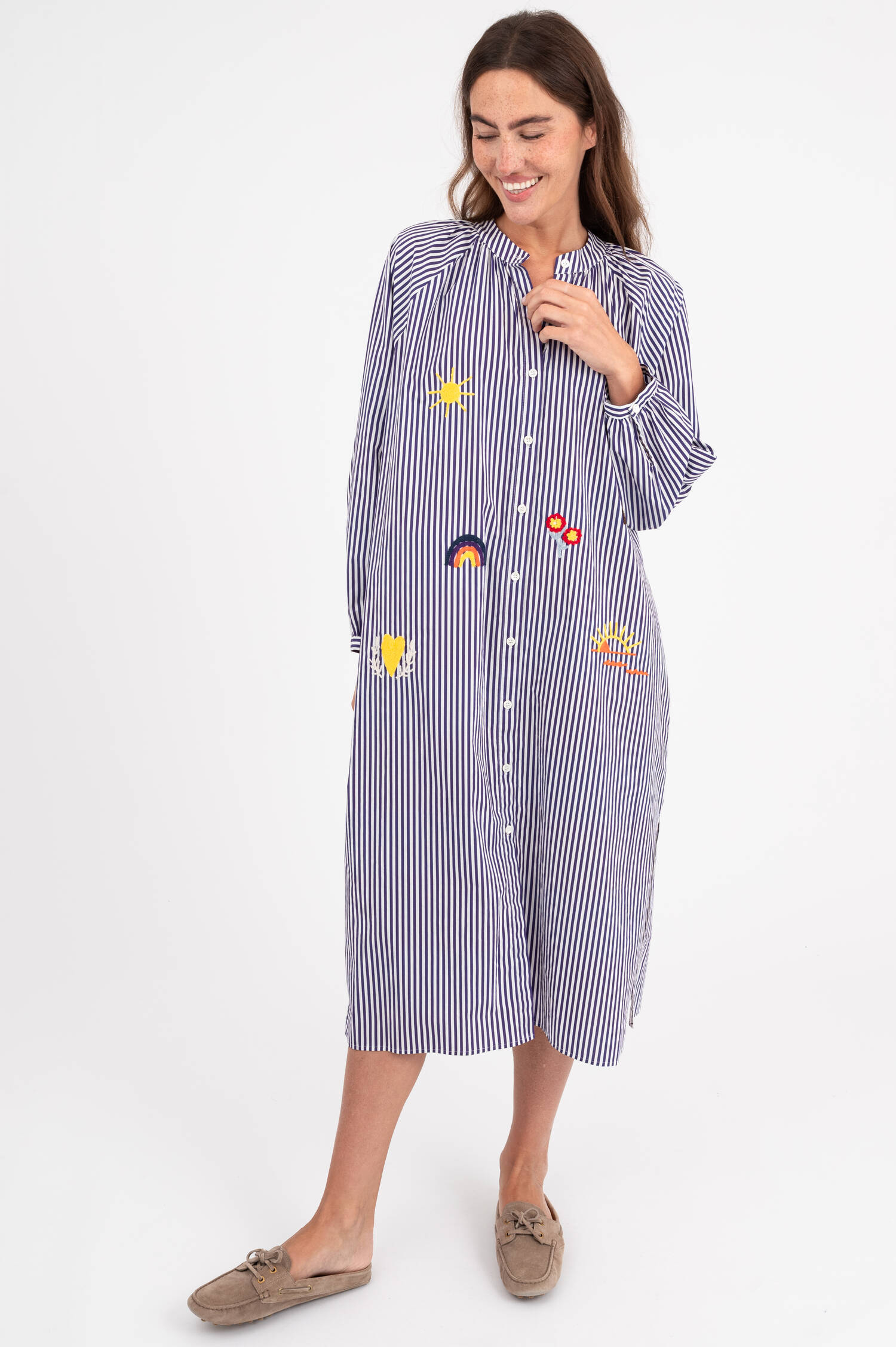 Hemdblusenkleid in Violett/Weiß gestreift Hemdblusenkleid in Violett/Weiß gestreift