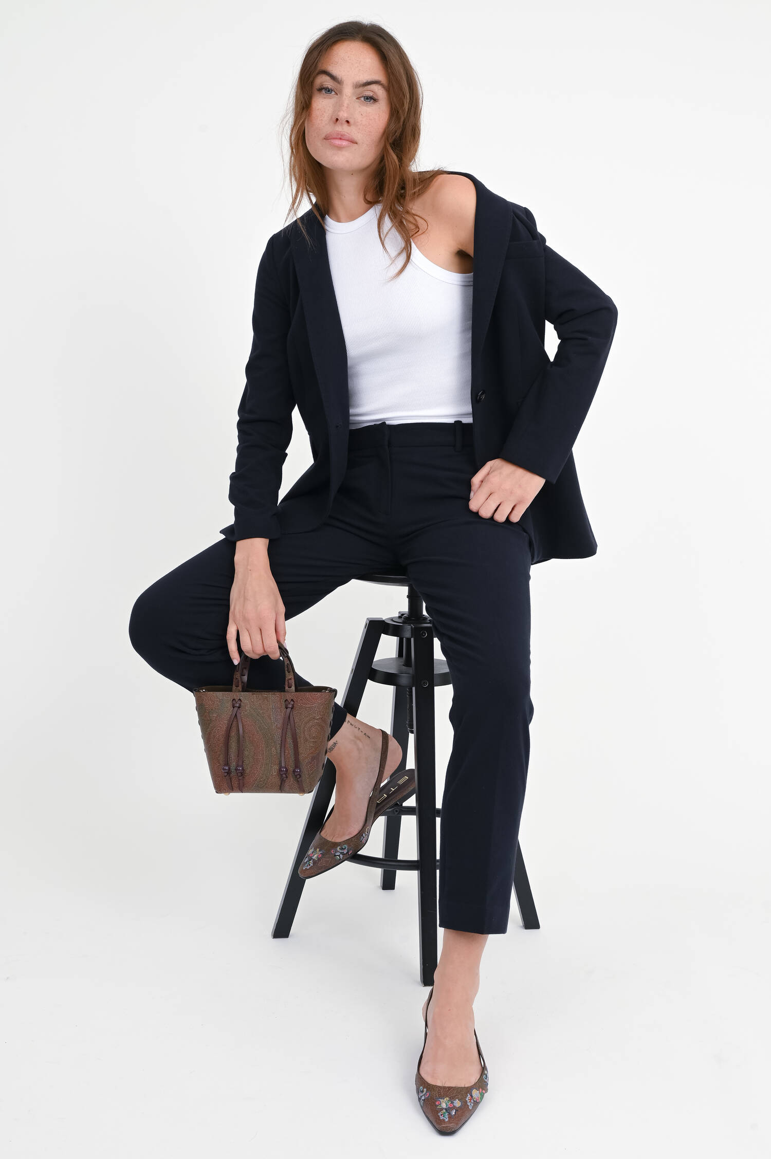 Schmale Hose aus Baumwoll-Mix in Navy