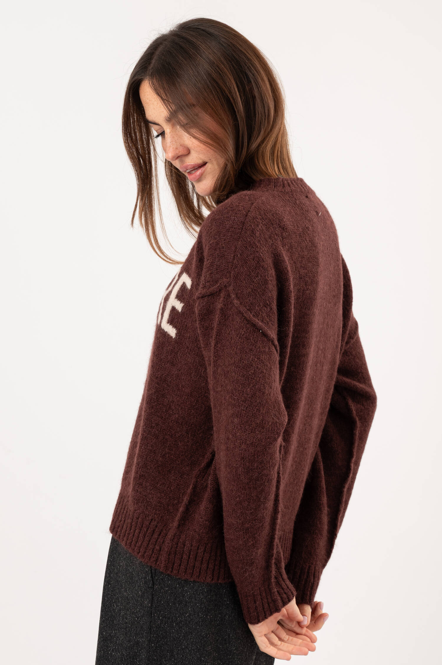 Pullover aus Alpaka-Mix in Bordeaux Pullover aus Alpaka-Mix in Bordeaux