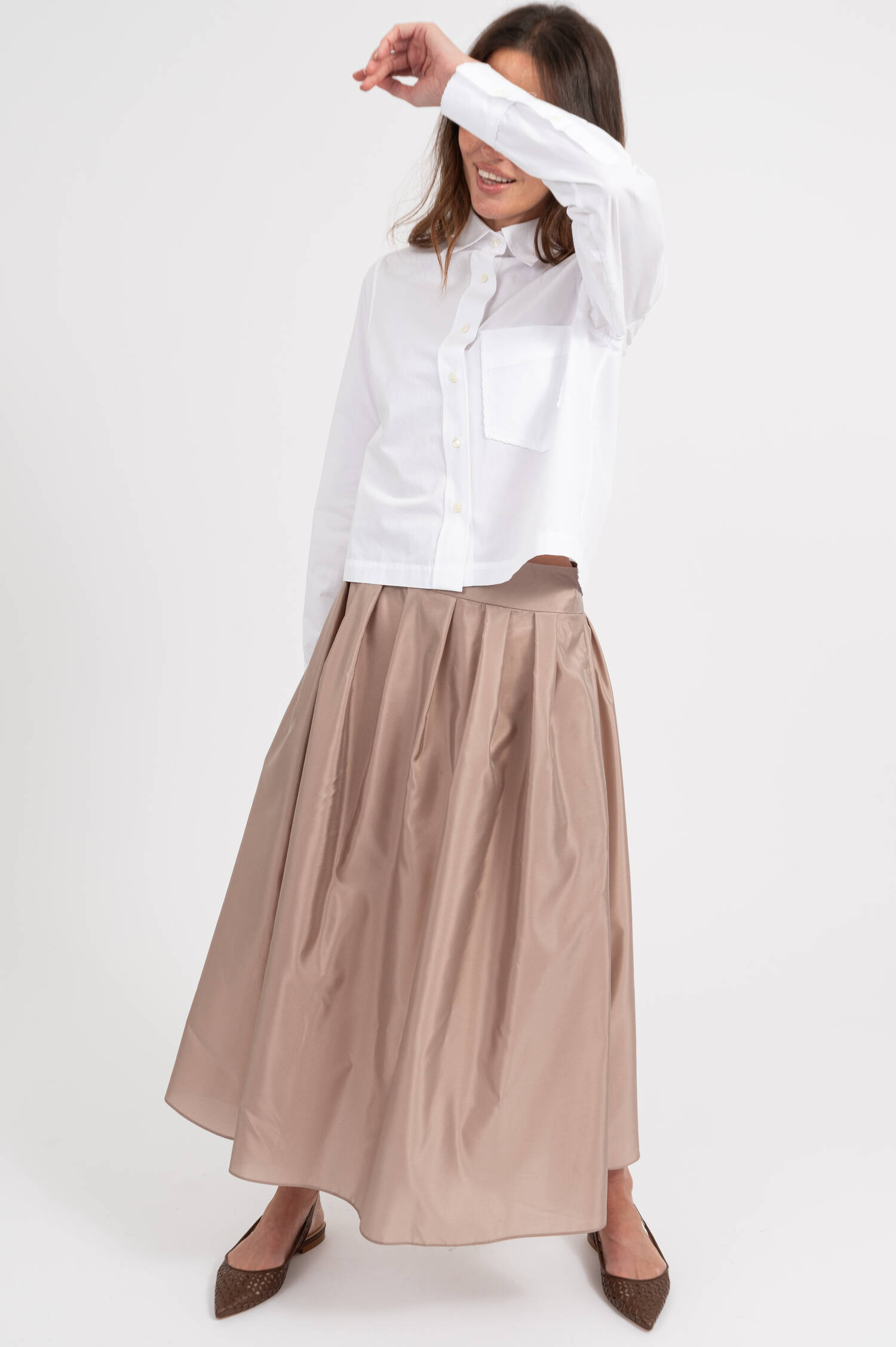 Cropped Bluse in Weiß