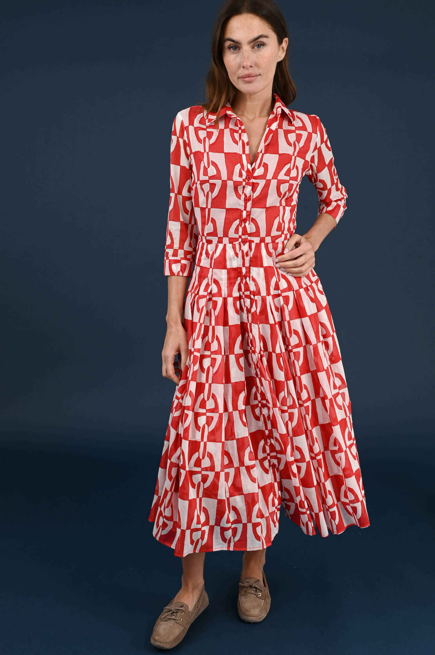 Kleid Aster in Rot/Weiß gemustert Kleid Aster in Rot/Weiß gemustert