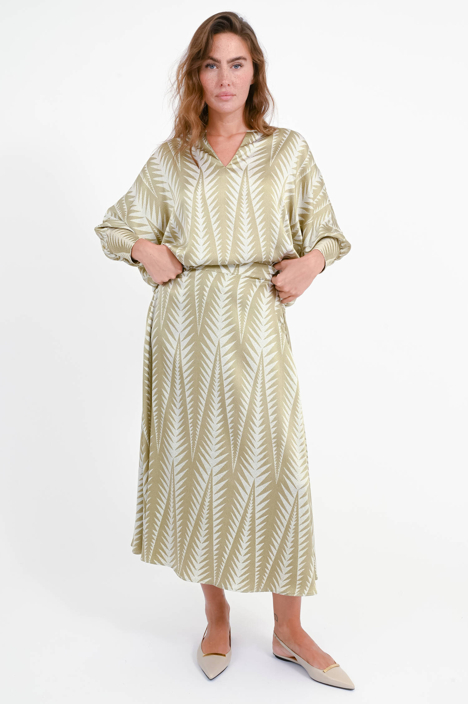 Seidenrock in Pistaziengrün/Weiß Seidenrock in Pistaziengrün/Weiß