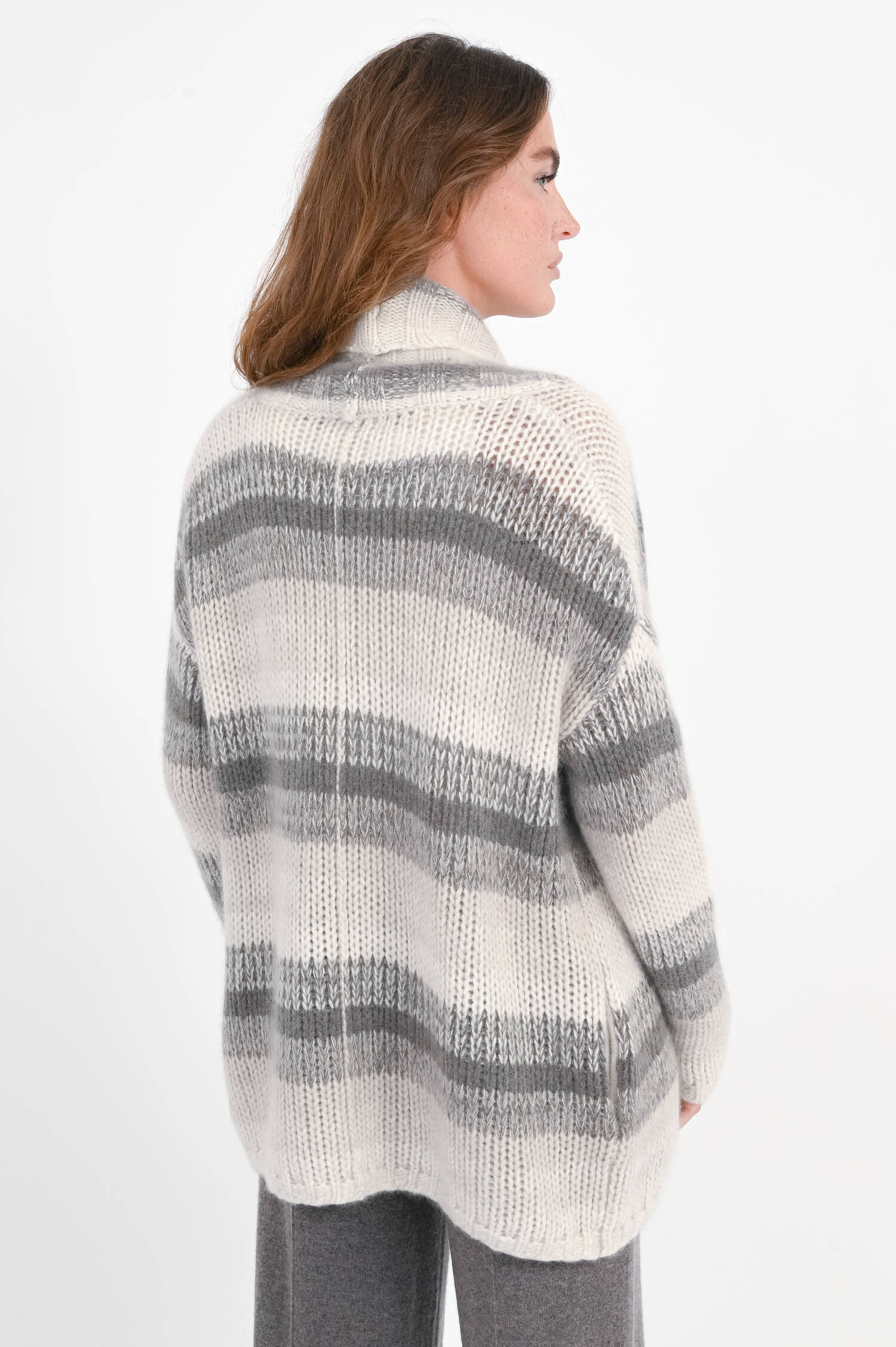 Loungewear Strickjacke in Storm Grey/White Loungewear Strickjacke in Storm Grey/White