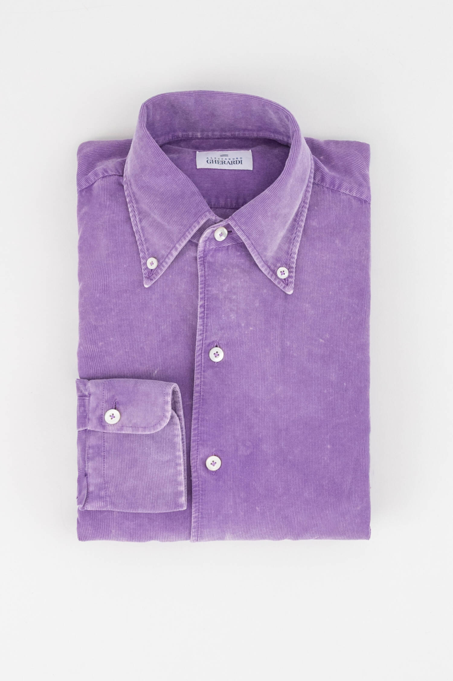 Cord Button-Down Hemd in Lila meliert