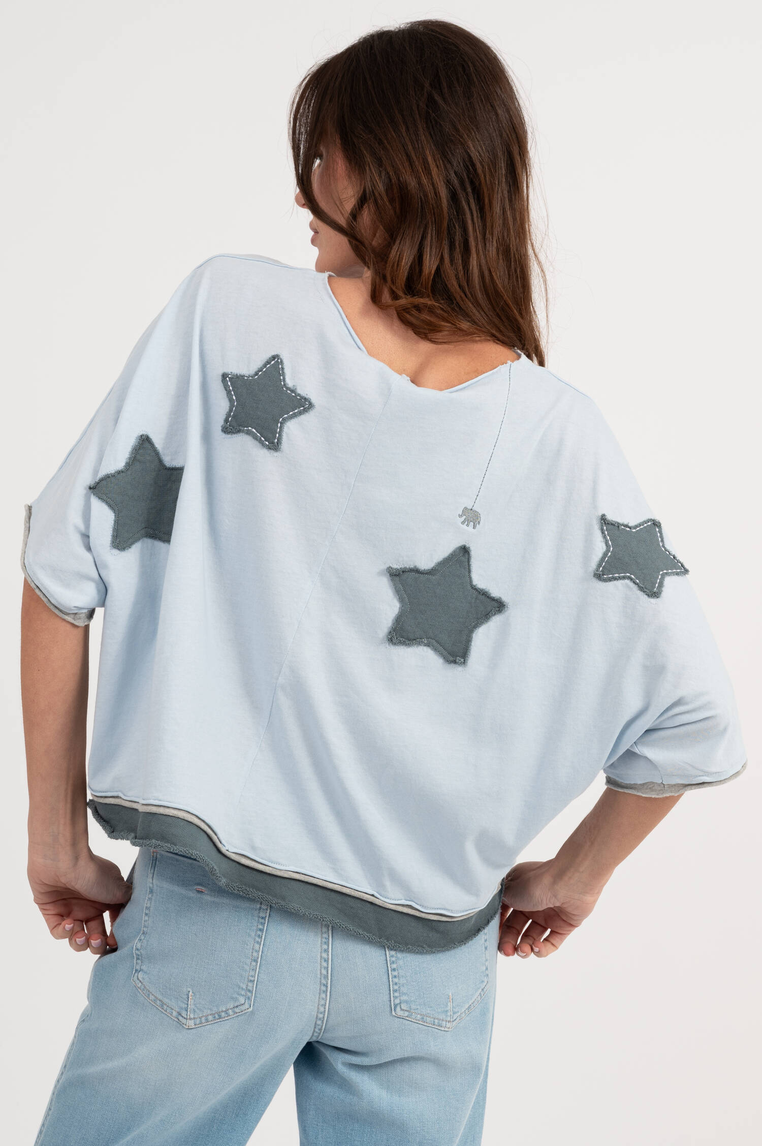 T-Shirt RUMBIA in Eisblau/Oliv/Grau